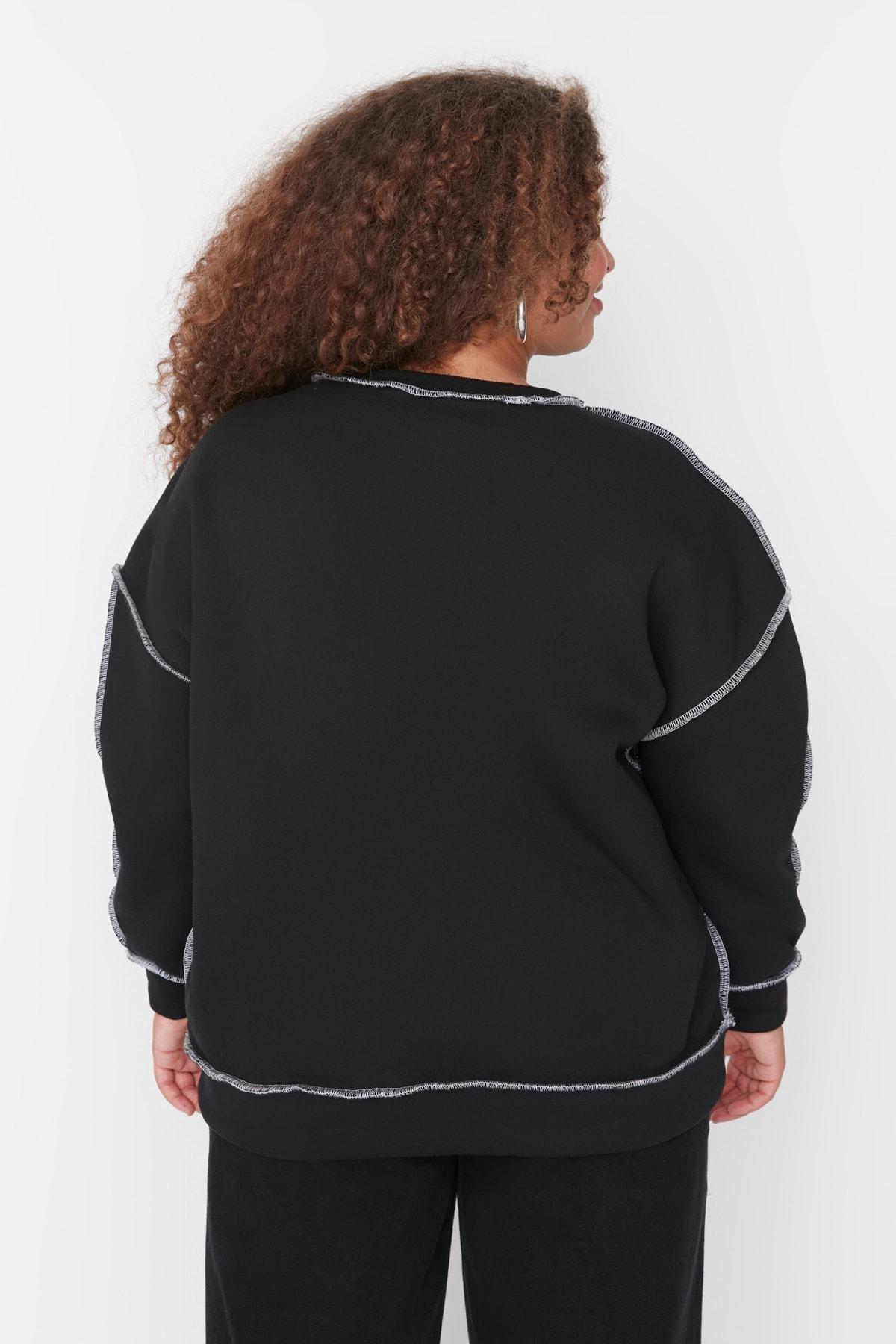 Black Off-Shoulder Plus Size Sweatshirt, , large image number 4