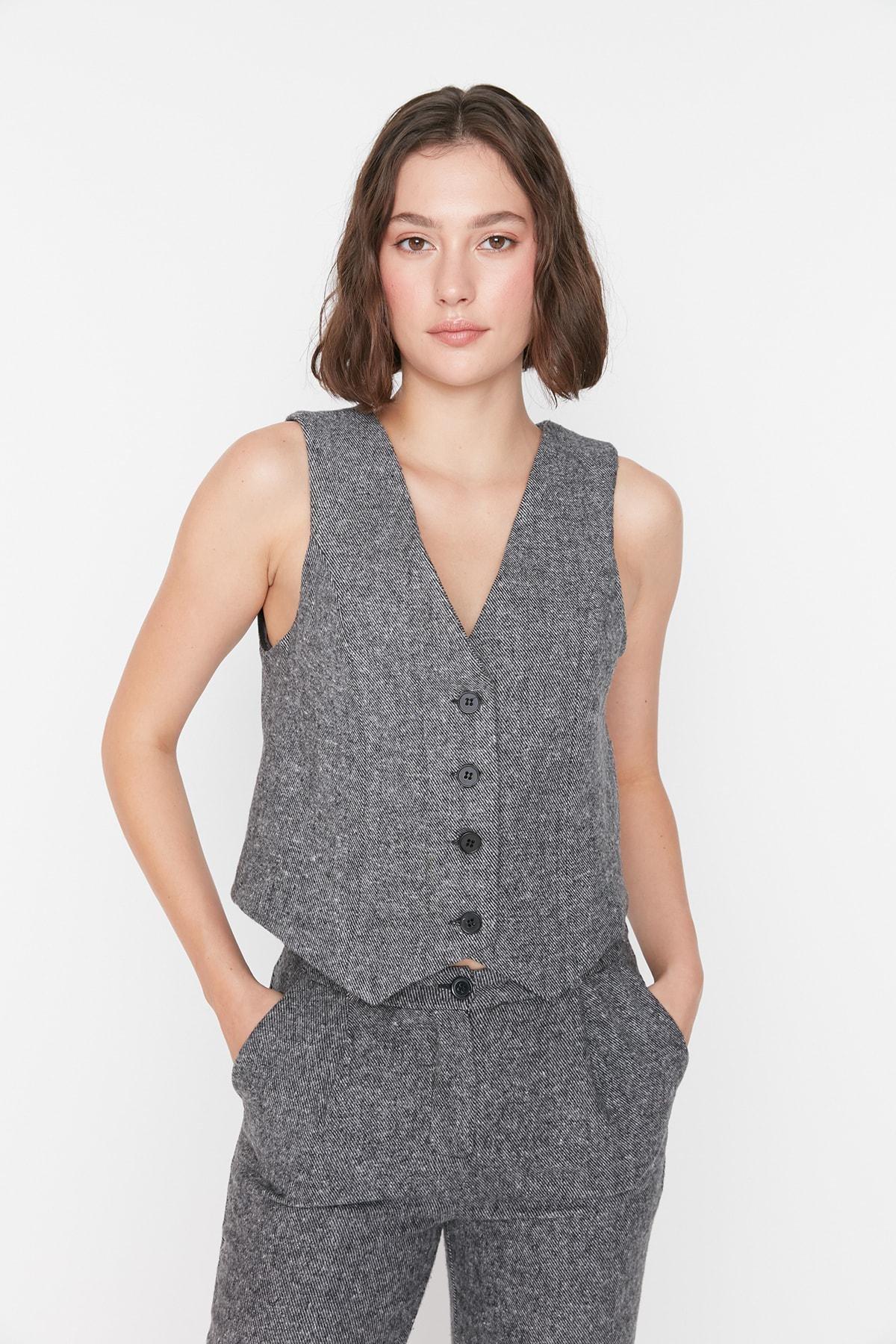 Trendyol - Grey V-Neck Vest