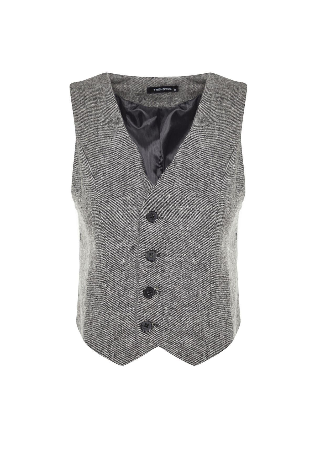 Trendyol - Grey V-Neck Vest