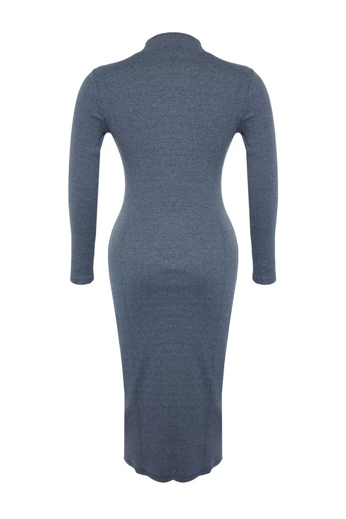Blue Bodycon Plus Size Dress, , large image number 5