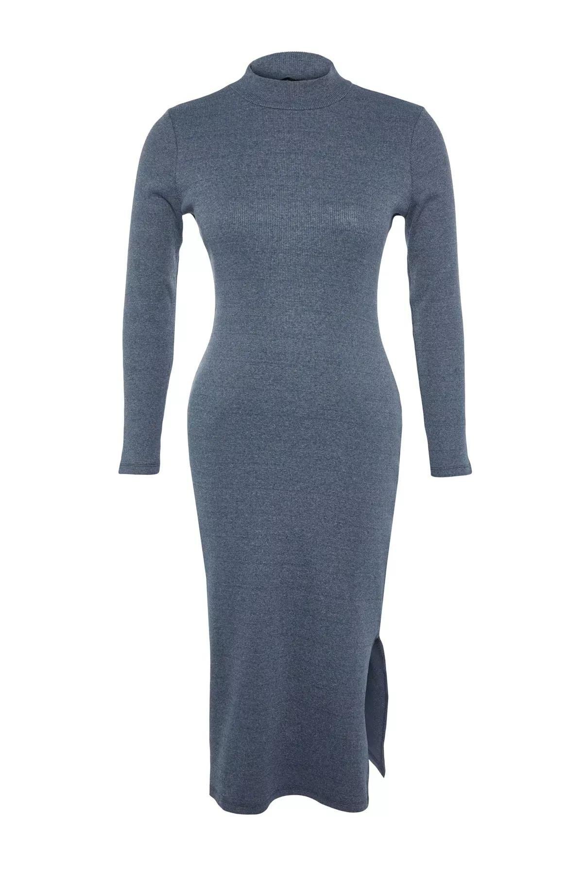 Blue Bodycon Plus Size Dress, , large image number 6
