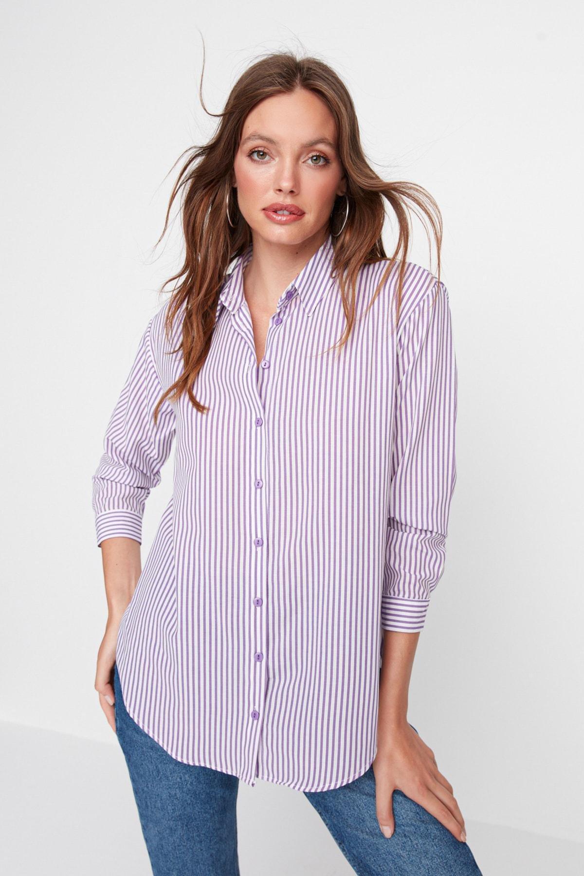 Trendyol - Purple Striped Shirt