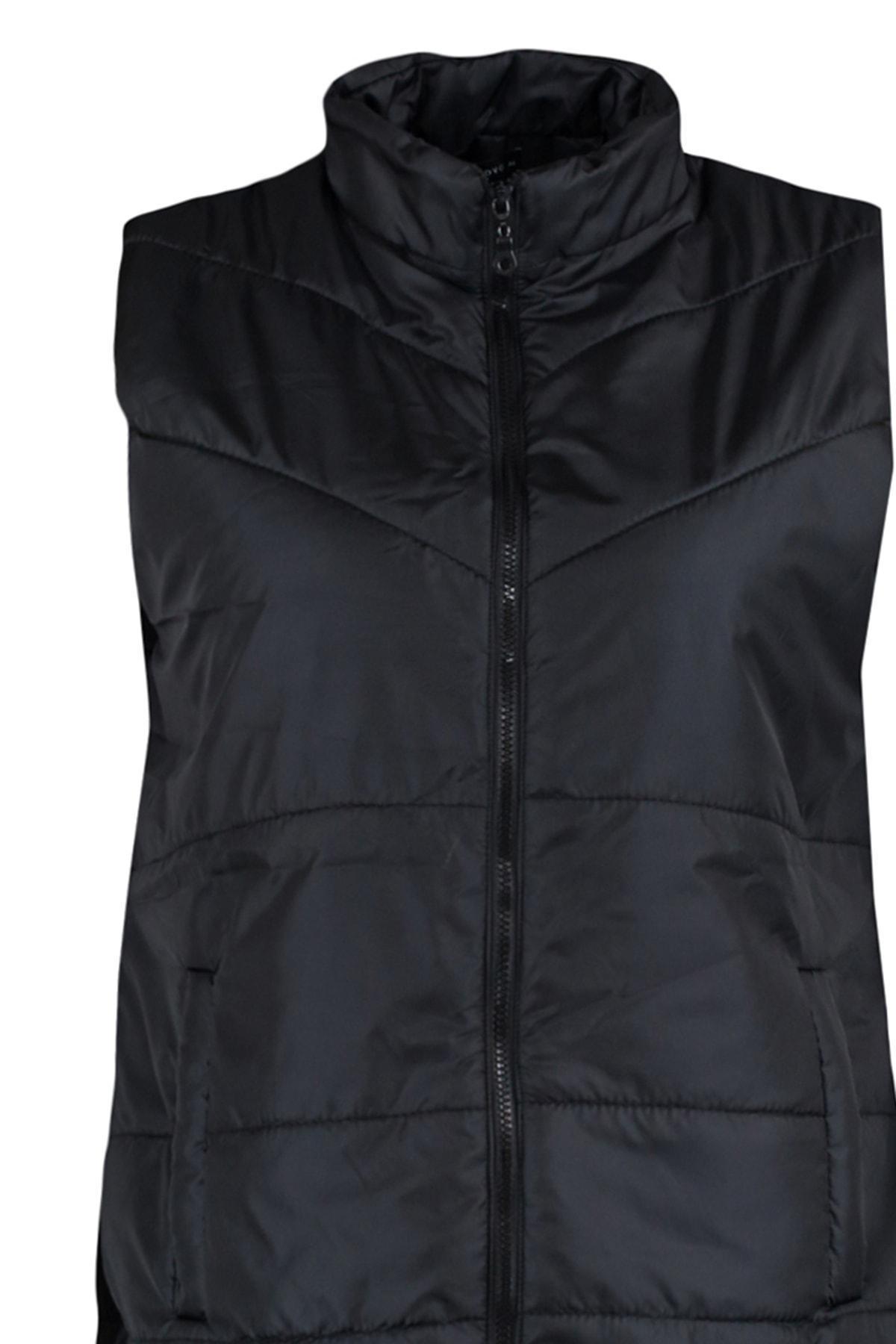 Black Puffer Plus Size Vest, , large image number 6