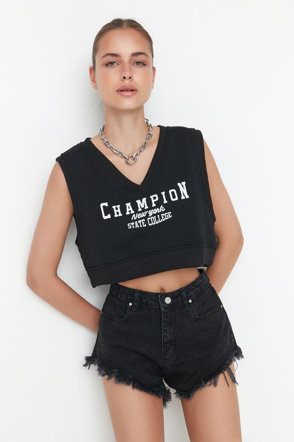 Black Mid Waist Shorts, , large image number 1