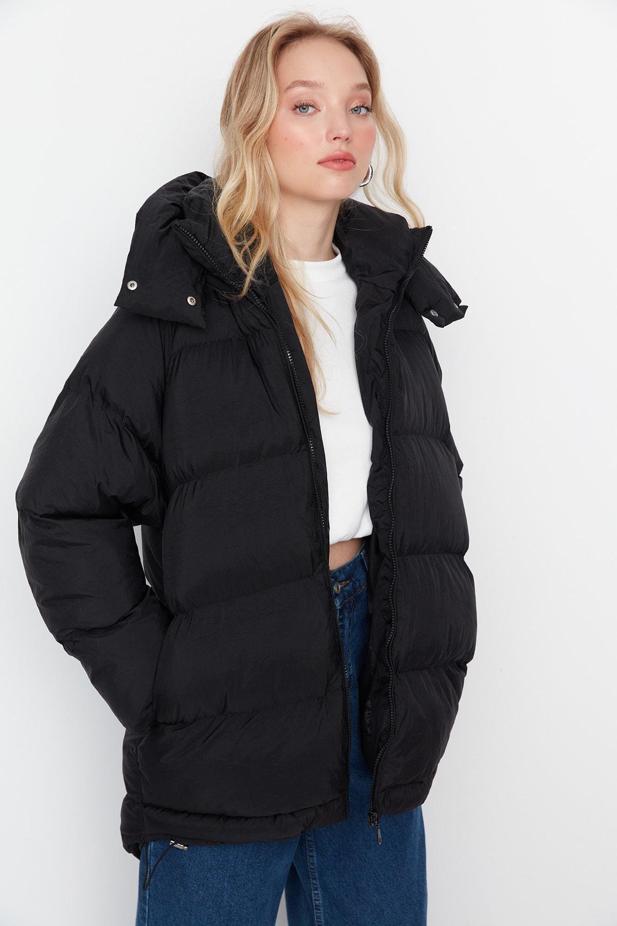 Black Oversize Puffer Jacket, , large image number 2