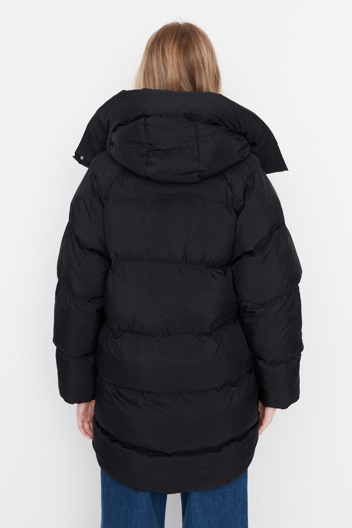 Black Oversize Puffer Jacket, , large image number 4