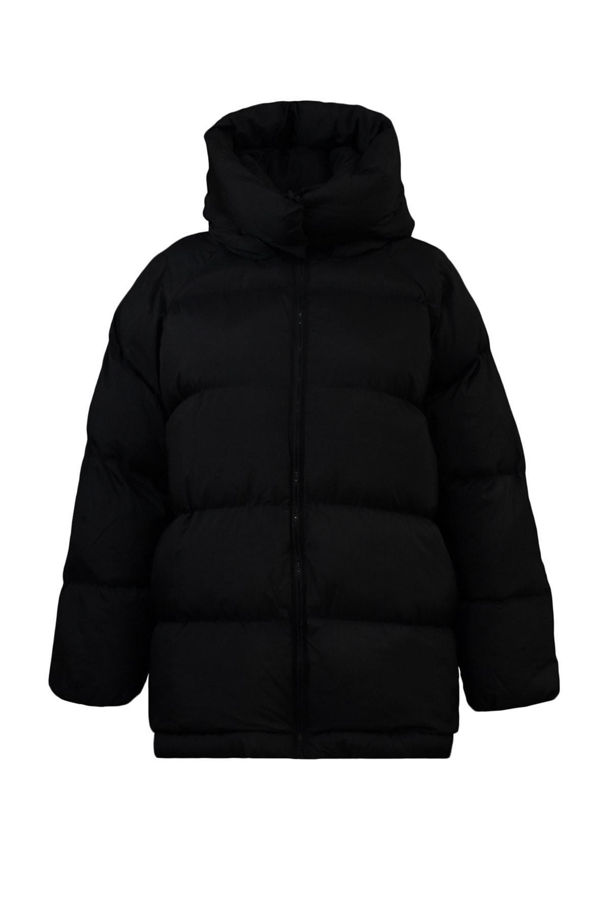 Black Oversize Puffer Jacket, , large image number 5