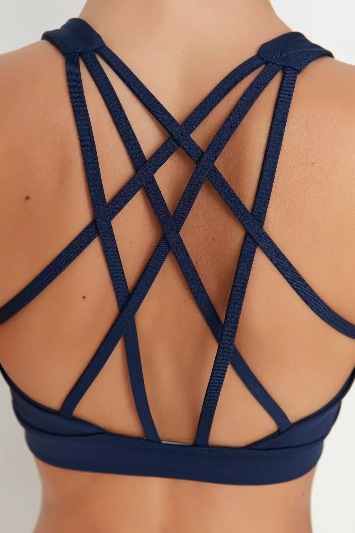 حمالة صدر رياضية سادة، كحلي, Dark blue, large image number 4