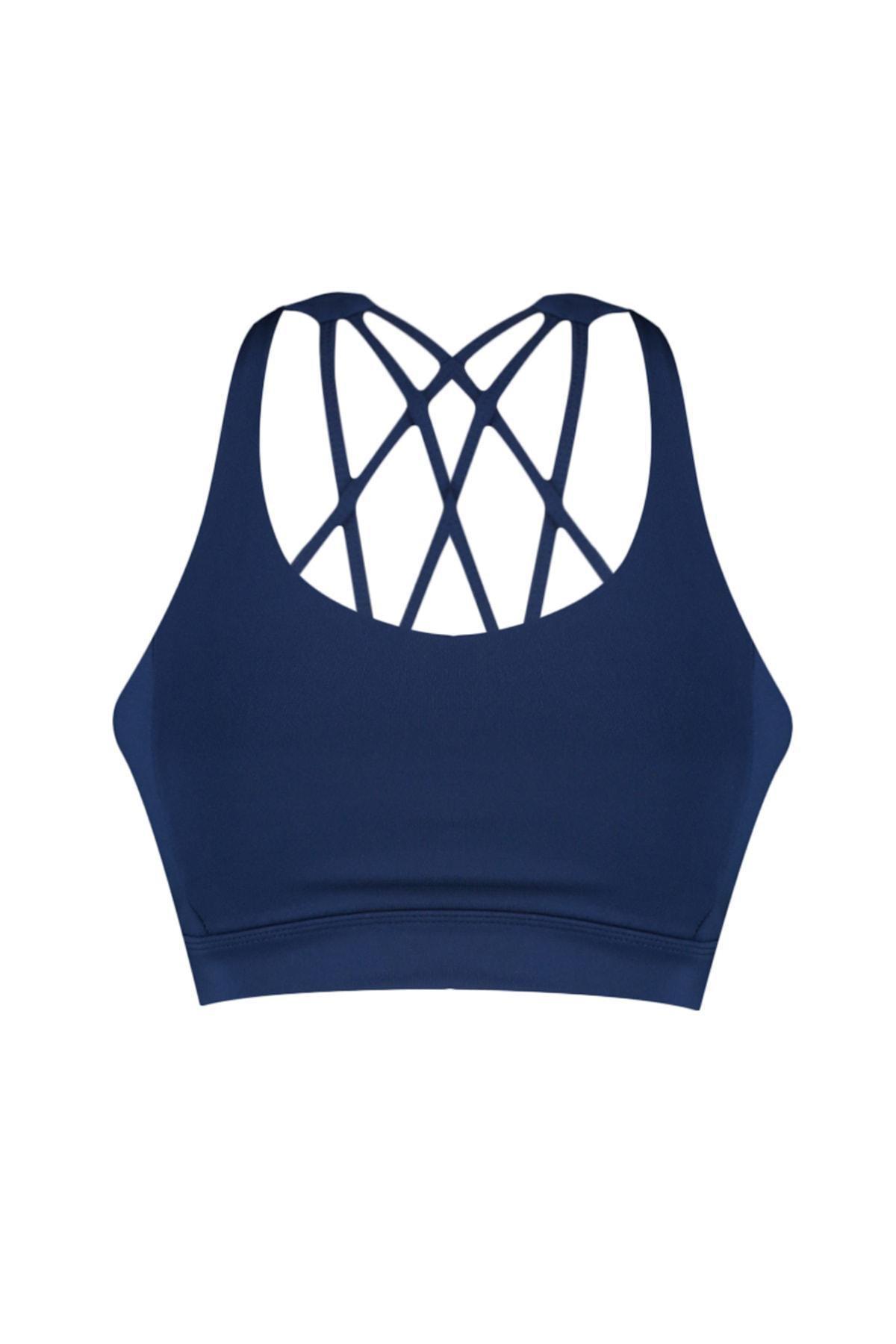 Navy Plain Sports Bra, , large image number 5