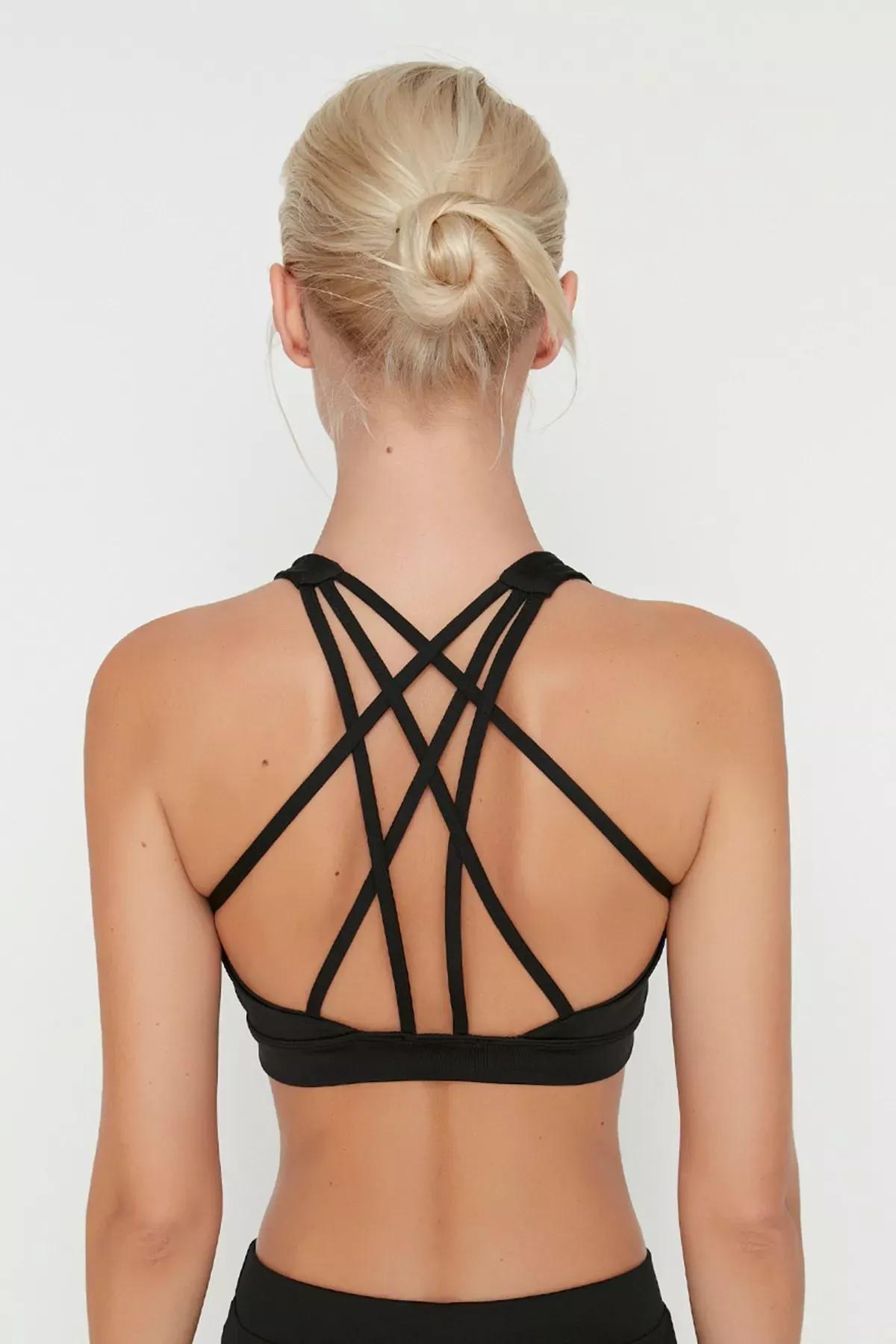 Black Plain Sports Bra, Black, medium