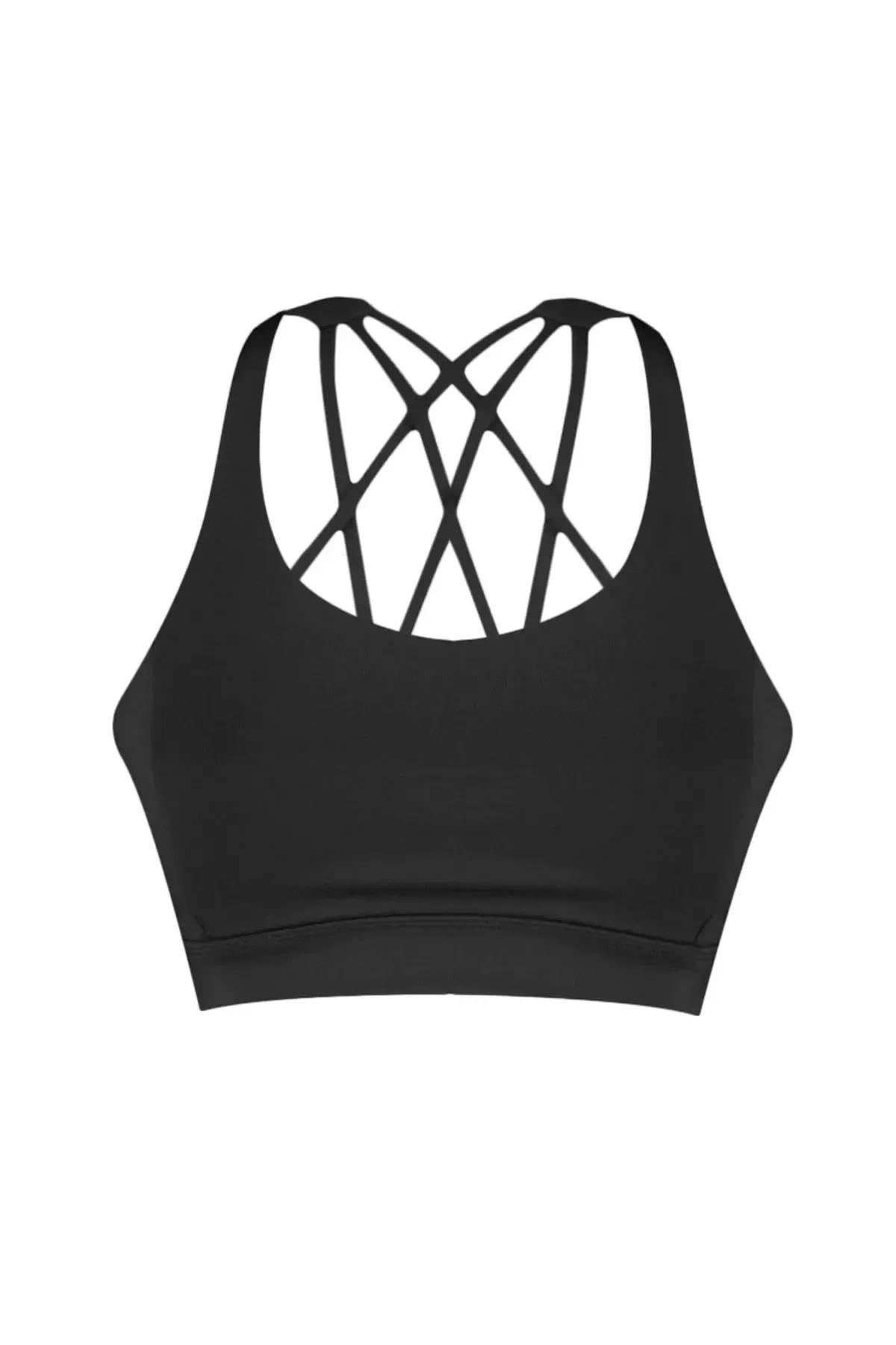 Black Plain Sports Bra, Black, large image number 5