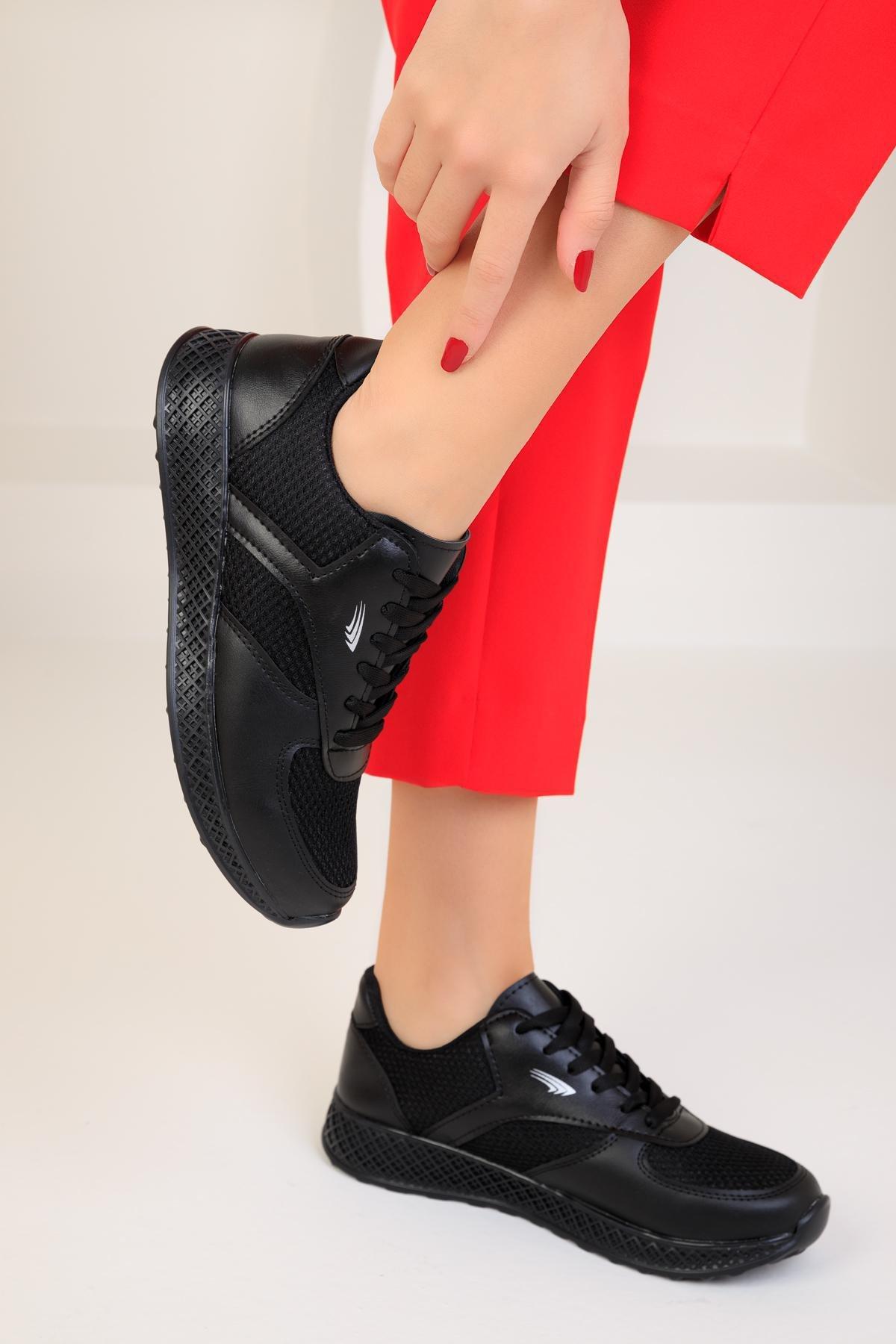 Black Flat Sneakers, , large image number 0