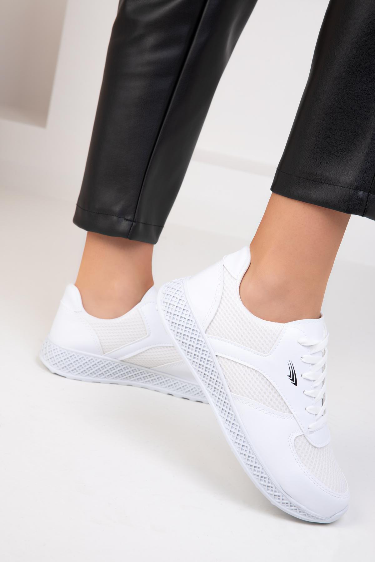White Lace-Up Sneakers, , large image number 3