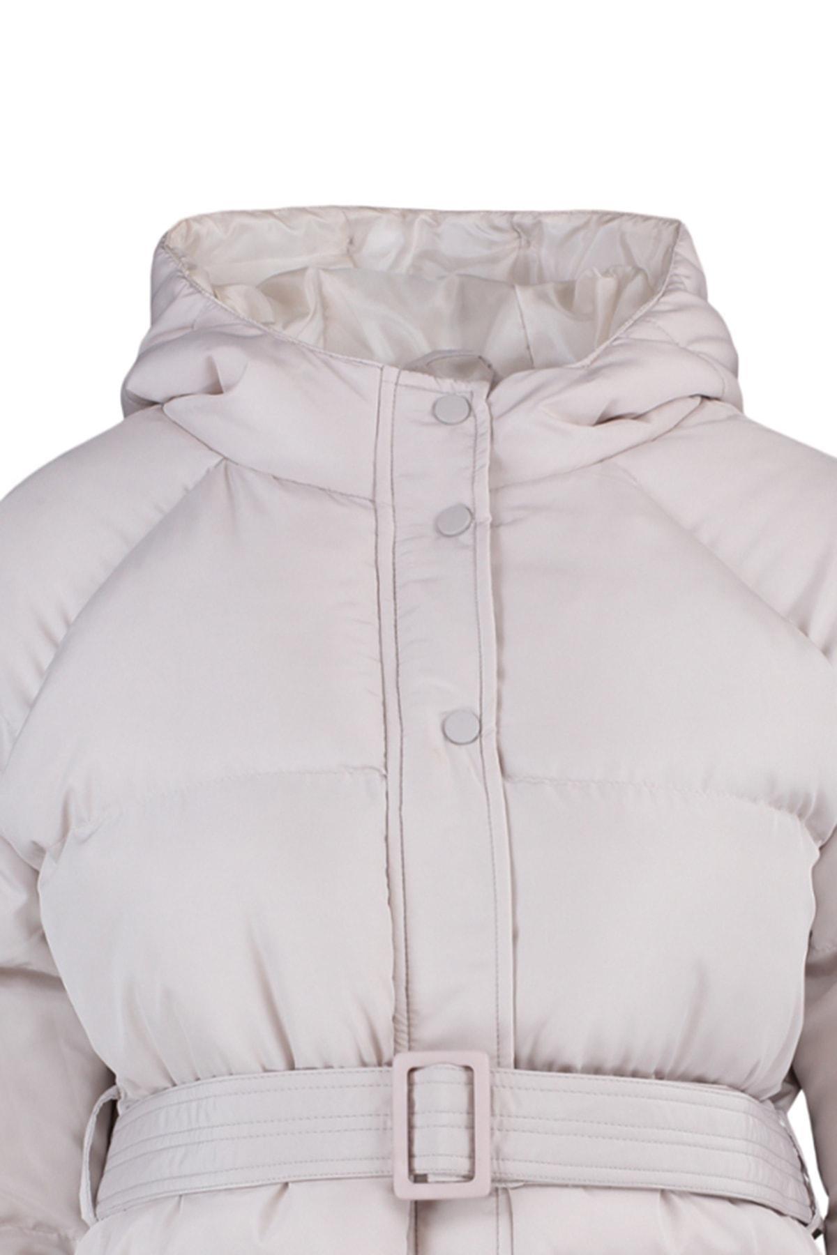 Beige Plain Puffer Jacket, , large image number 7
