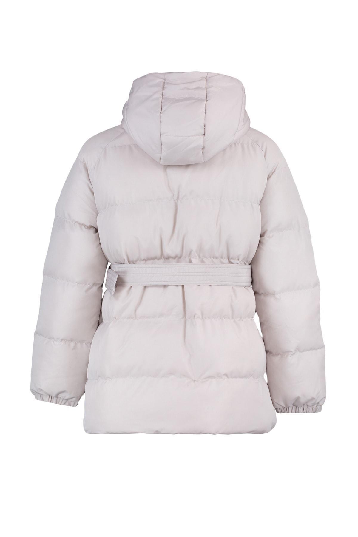 Beige Plain Puffer Jacket, , large image number 8