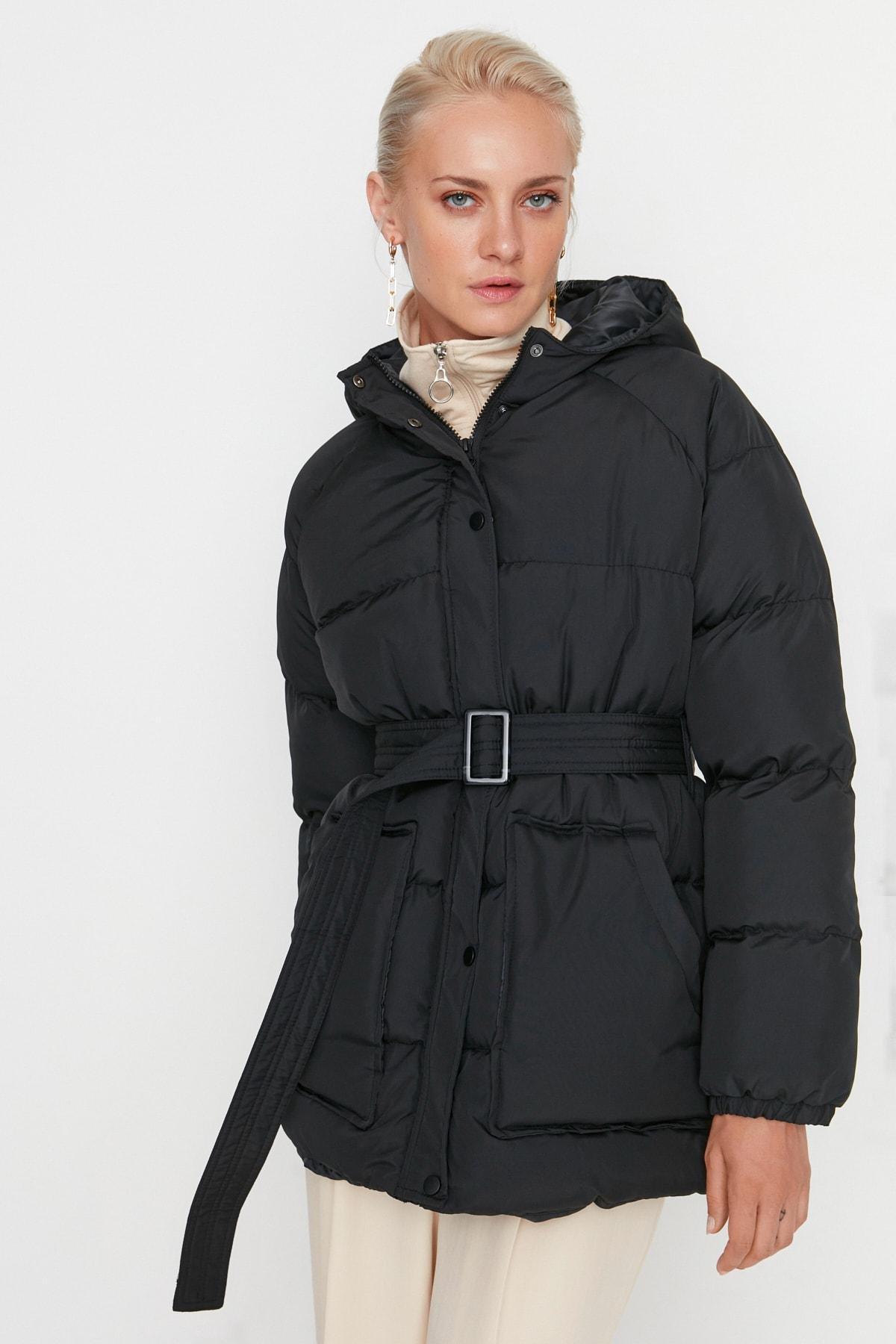 Black Puffer Breasted Jacket, , large image number 0