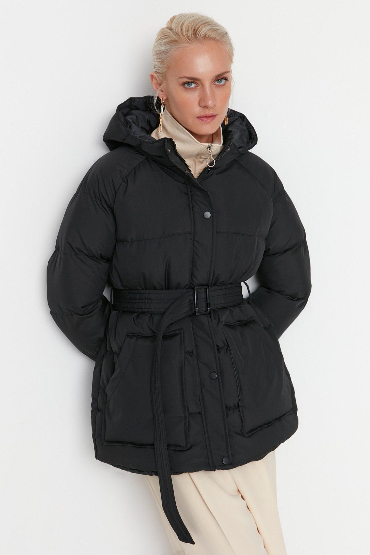 Black Puffer Breasted Jacket, , large image number 1