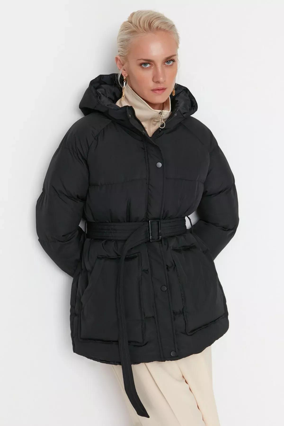 Black Puffer Breasted Jacket, , large image number 1
