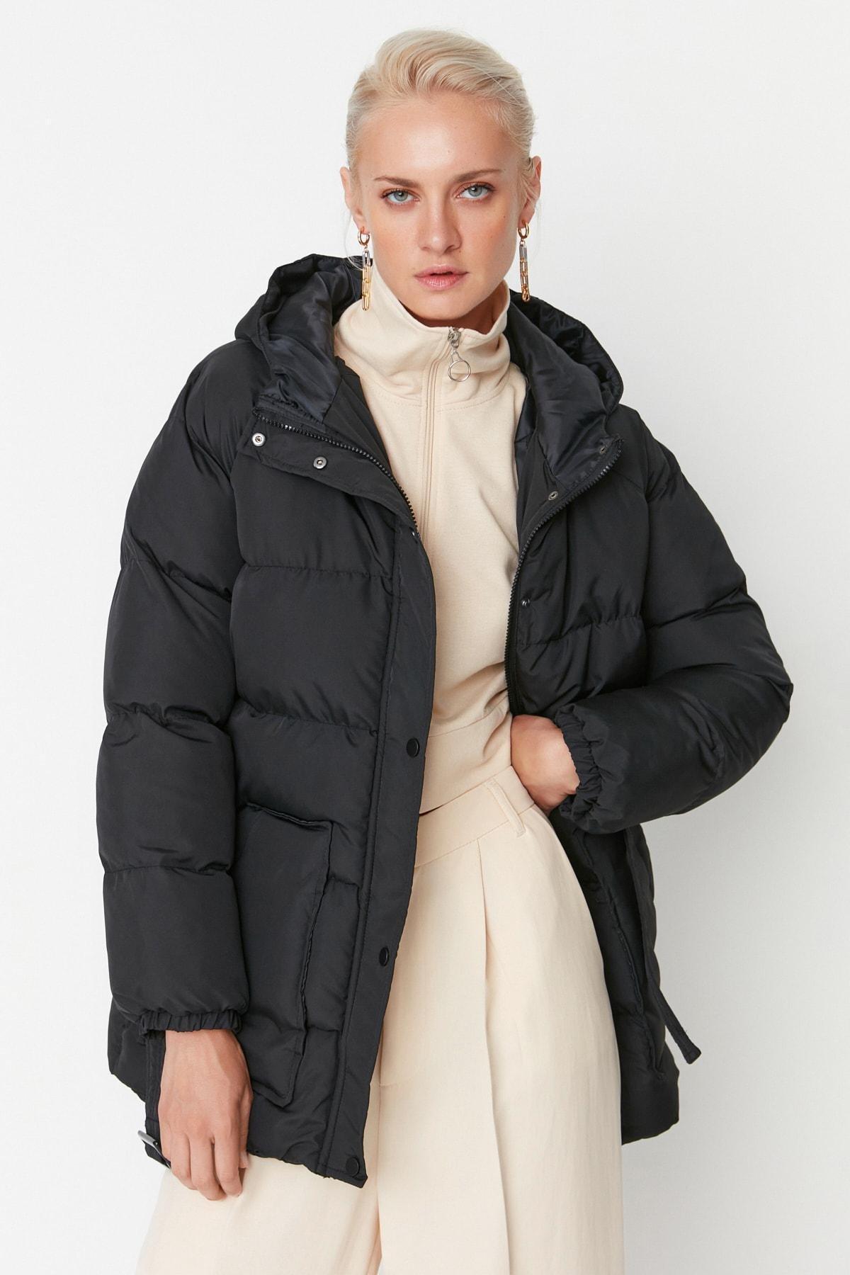 Black Puffer Breasted Jacket, , large image number 2