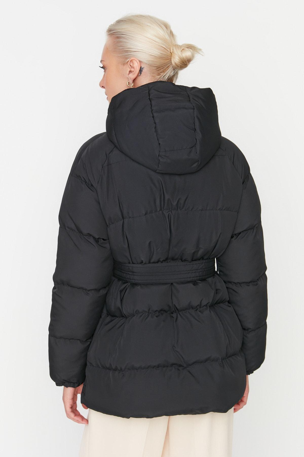 Black Puffer Breasted Jacket, , large image number 4