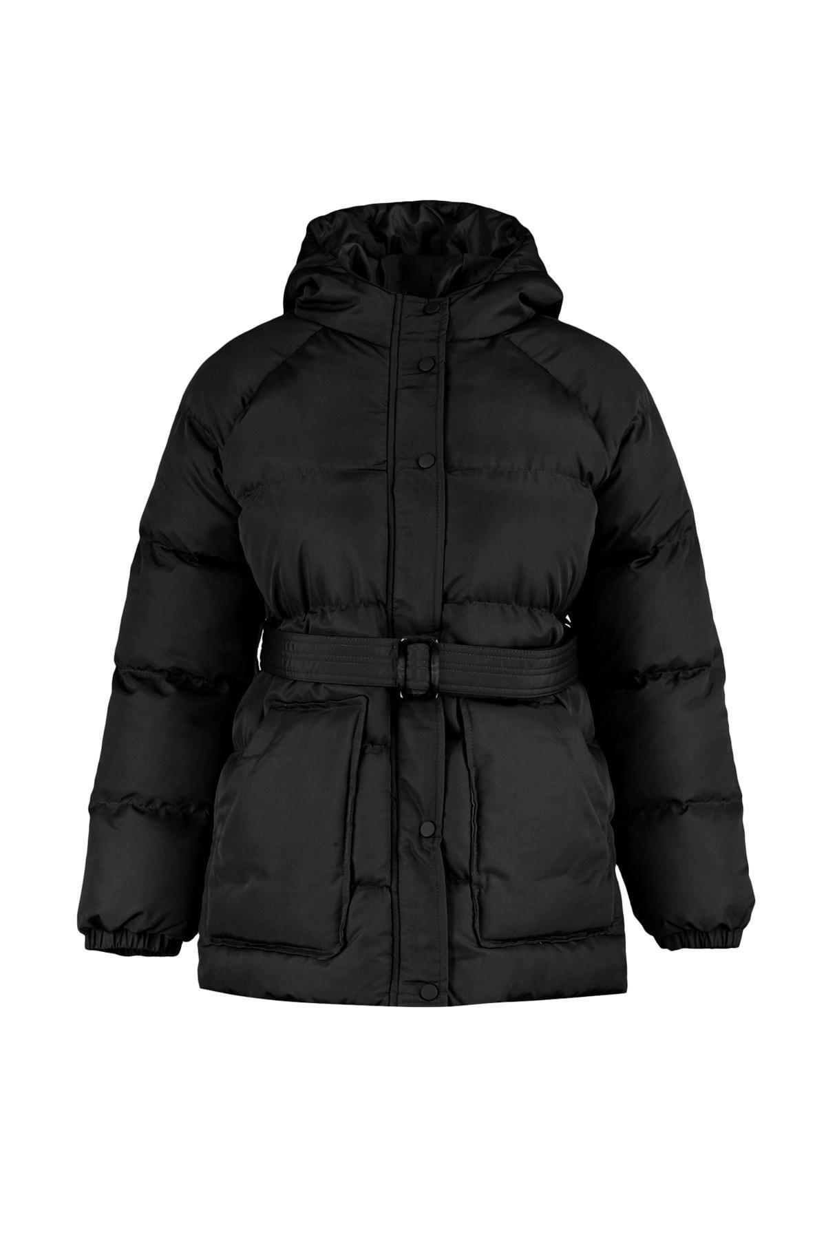 Black Puffer Breasted Jacket, , large image number 5