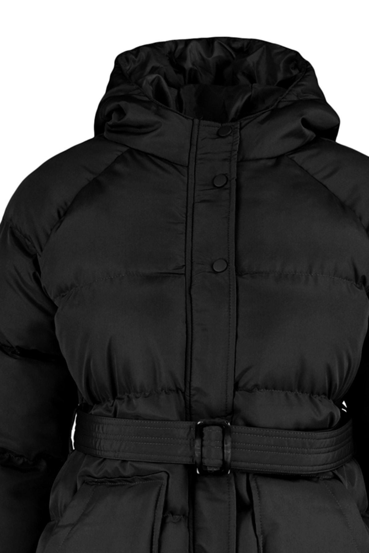 Black Puffer Breasted Jacket, , large image number 6
