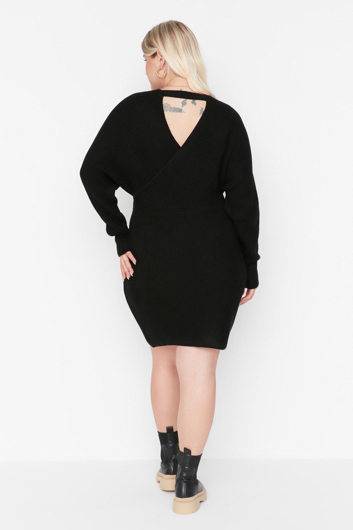 Black Basic Plus Size Mini Dress, , large image number 4