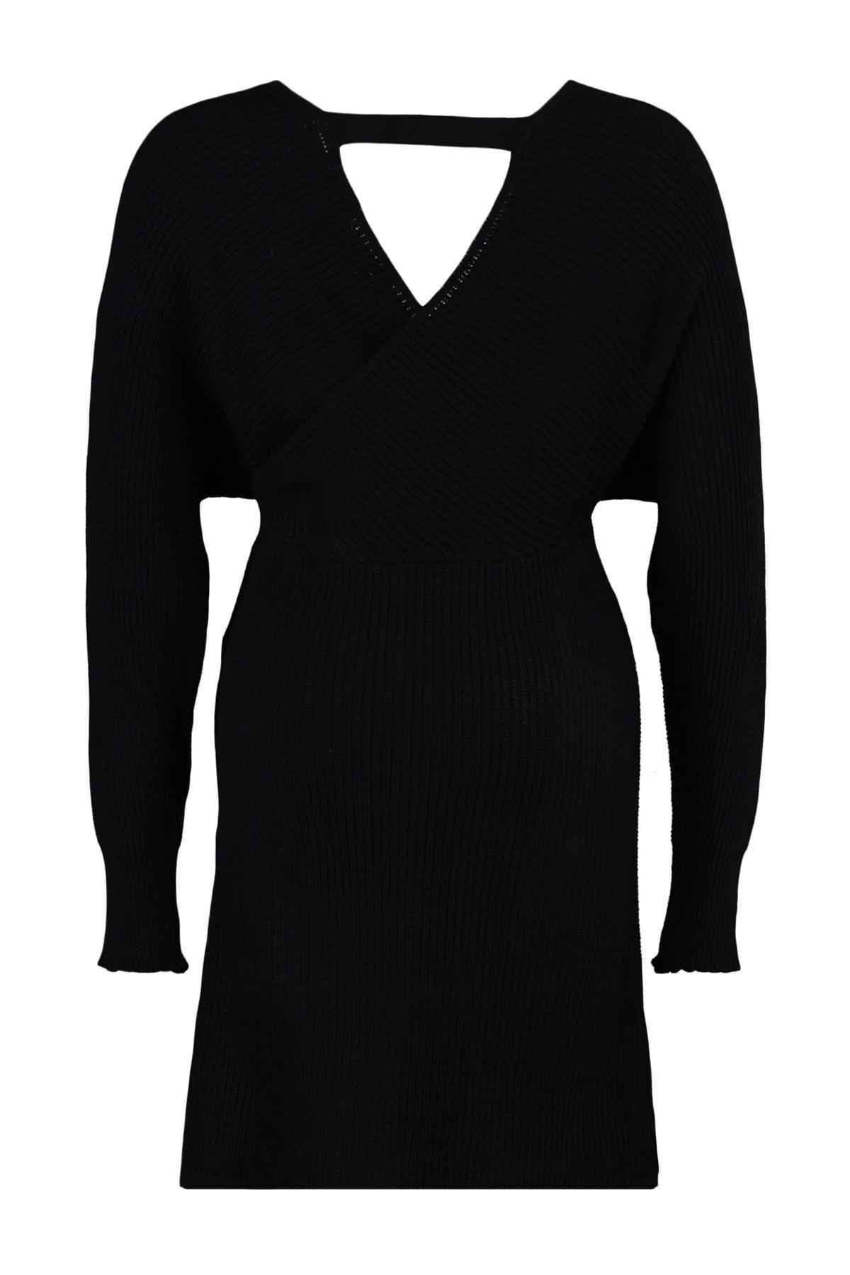 Black Basic Plus Size Mini Dress, , large image number 5