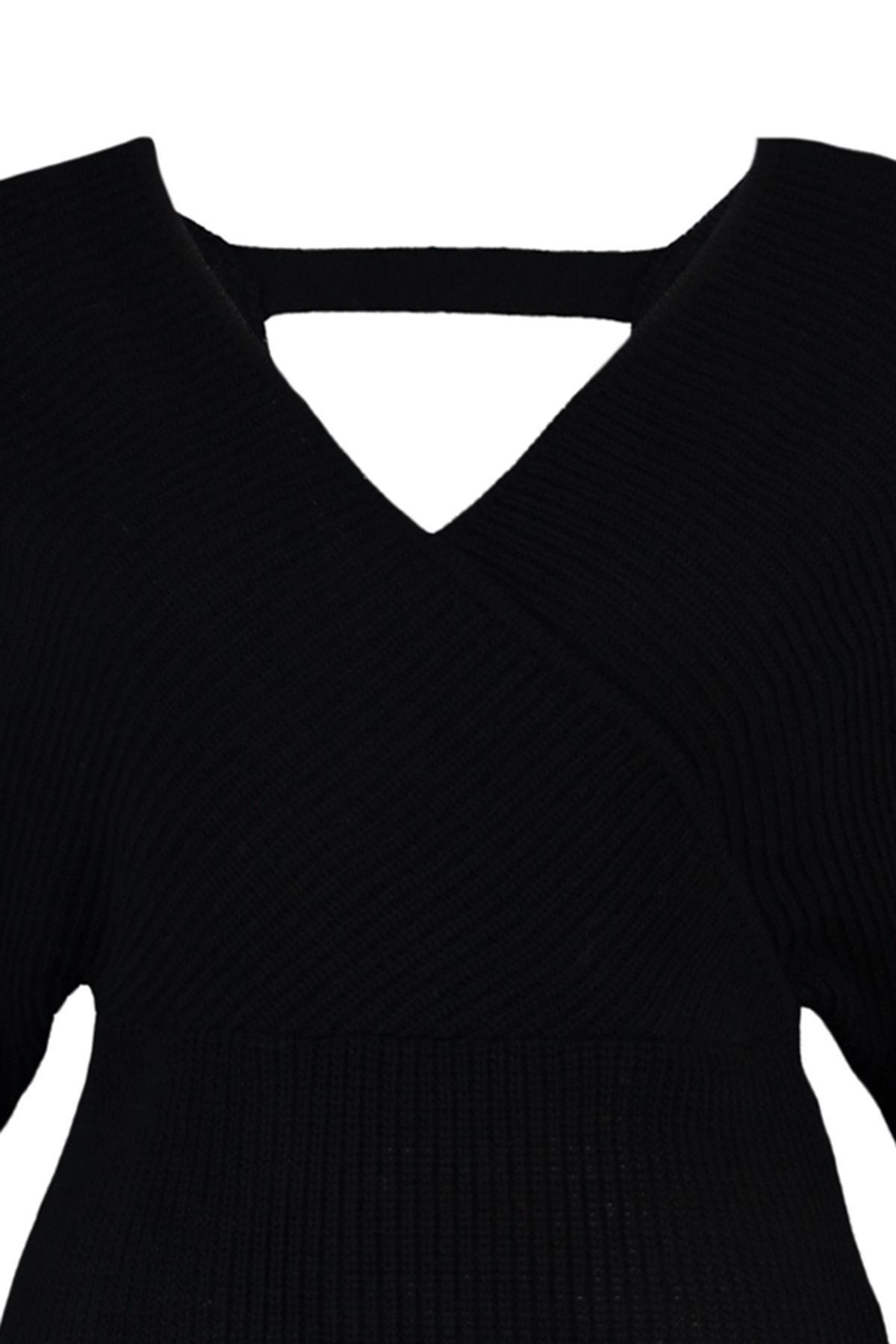 Black Basic Plus Size Mini Dress, , large image number 6