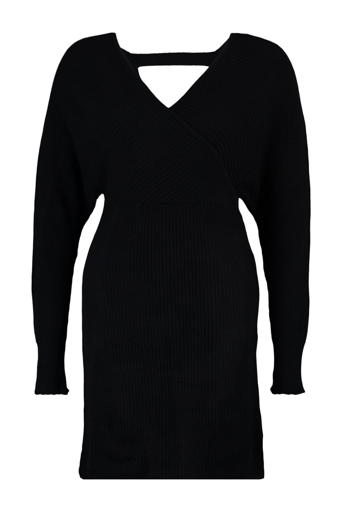 Black Basic Plus Size Mini Dress, , large image number 7