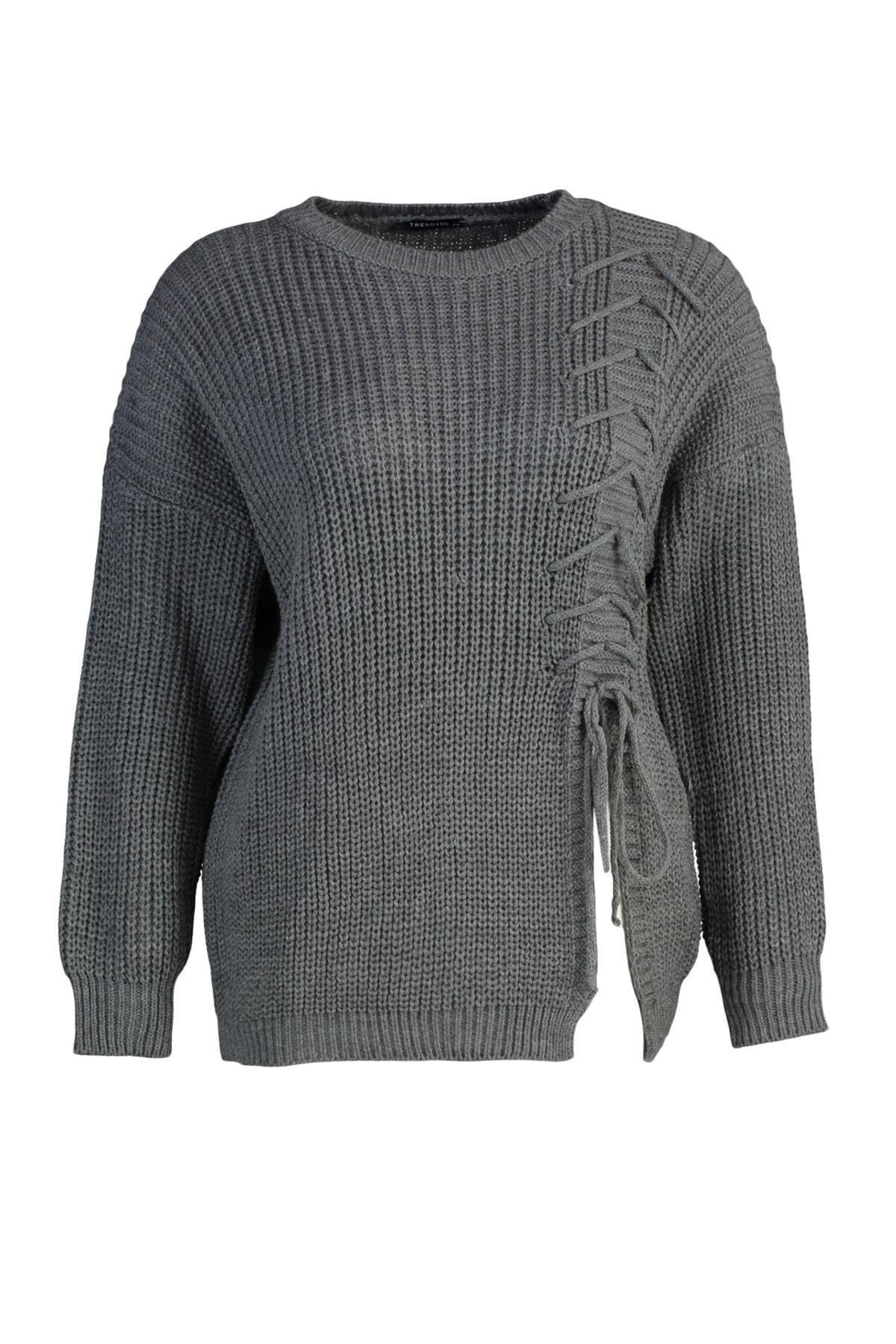 Grey Relaxed Plus Size Sweater, , large image number 5