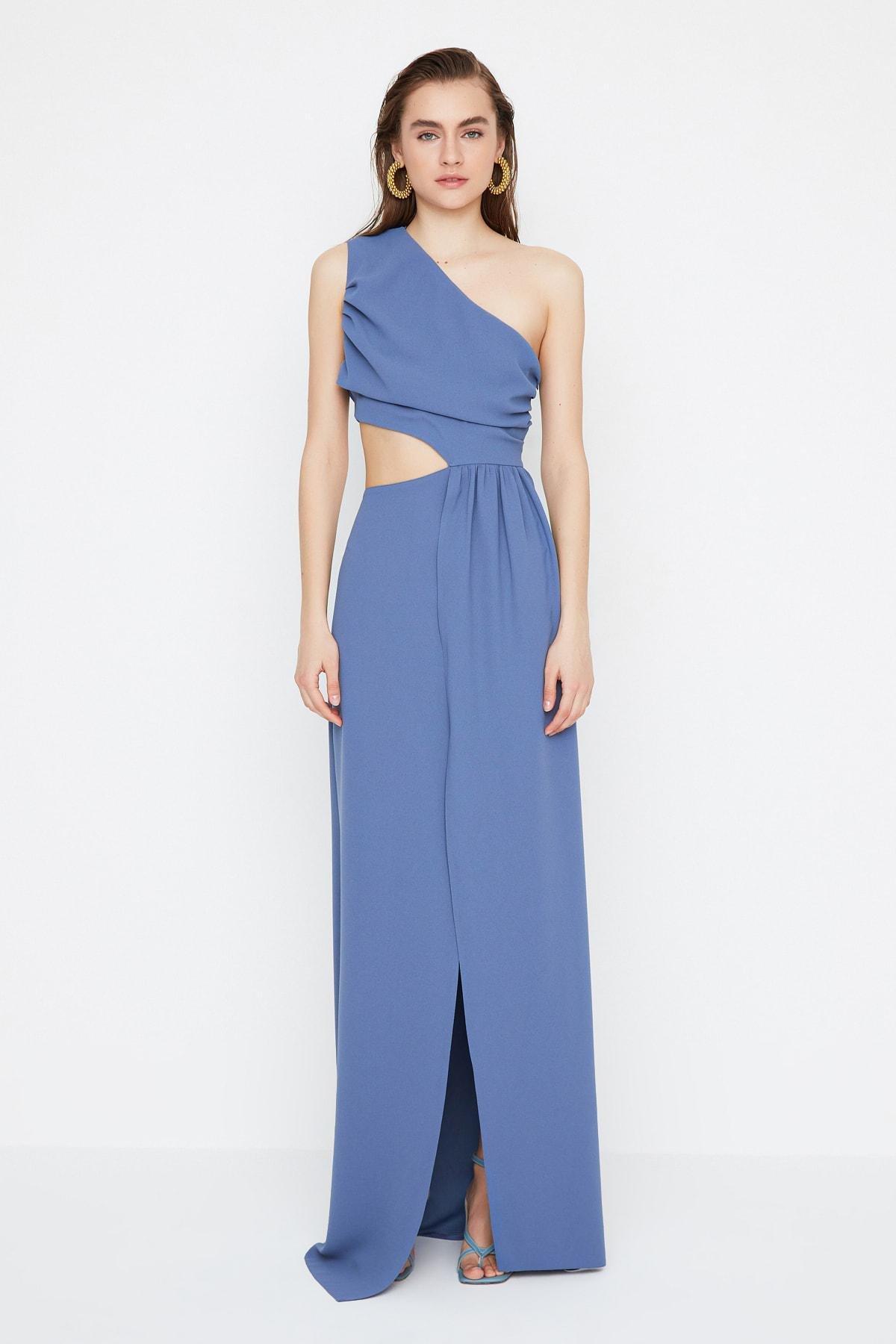 Navy Wrap Over Occasionwear Maxi Dress, , large image number 1