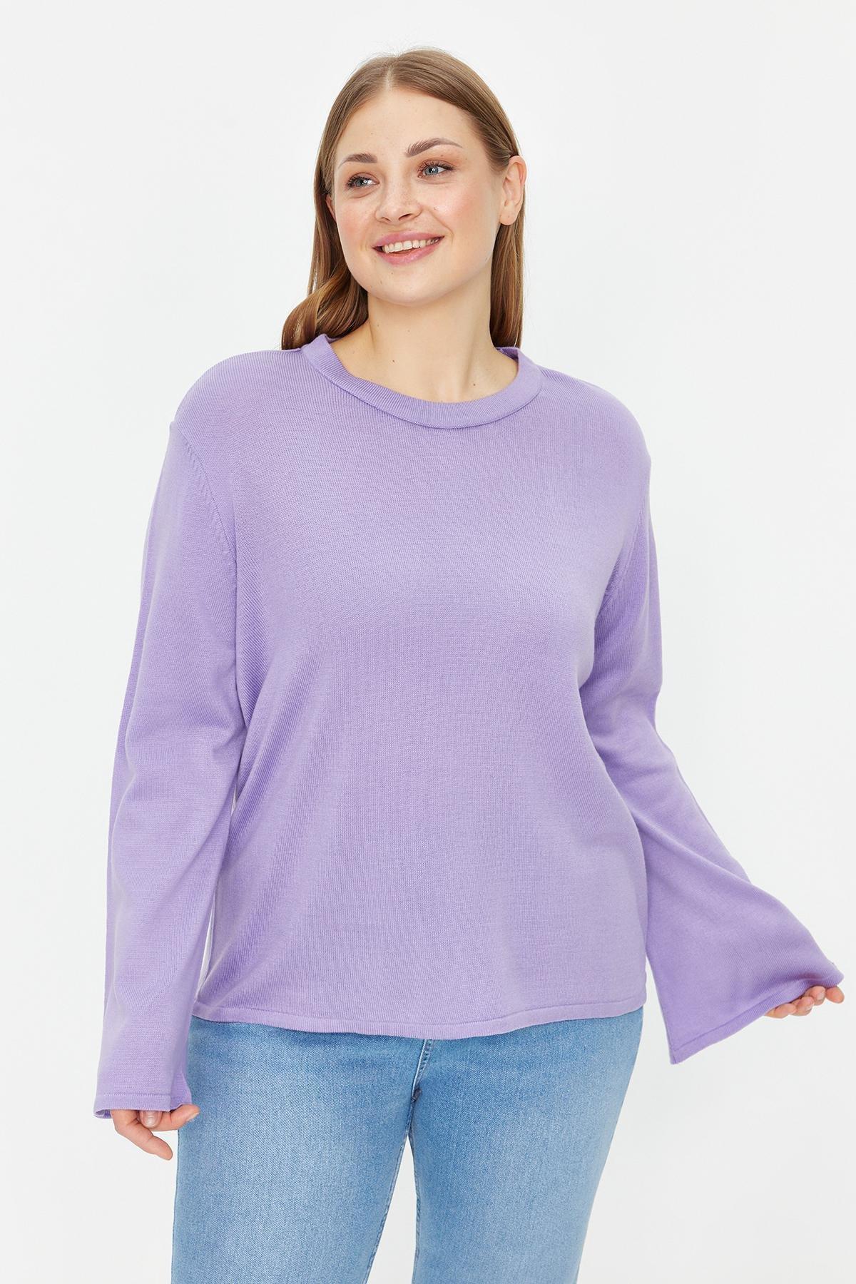 Purple Spanish Sleeve Knitted Sweater, , large image number 0