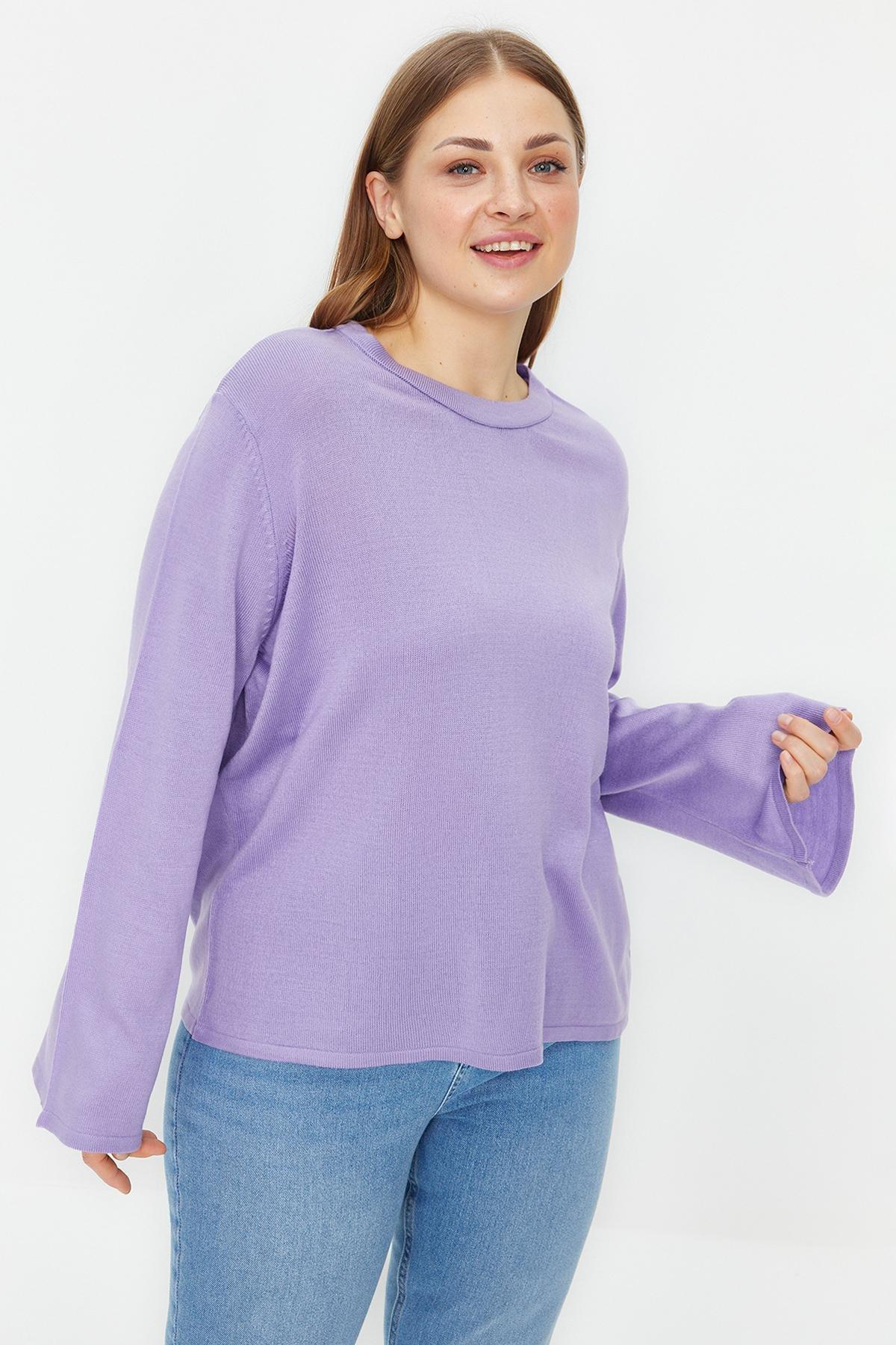 Purple Spanish Sleeve Knitted Sweater, , large image number 2