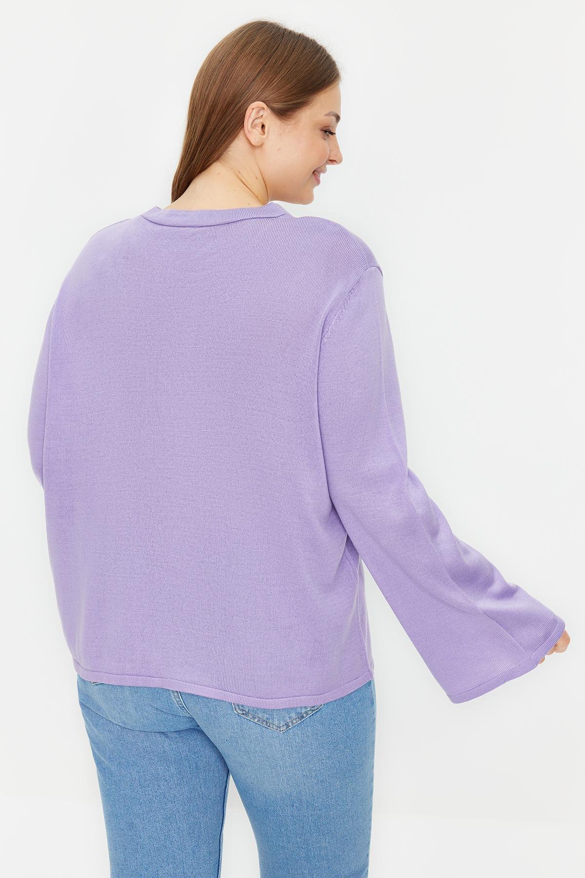 Purple Spanish Sleeve Knitted Sweater, , large image number 4