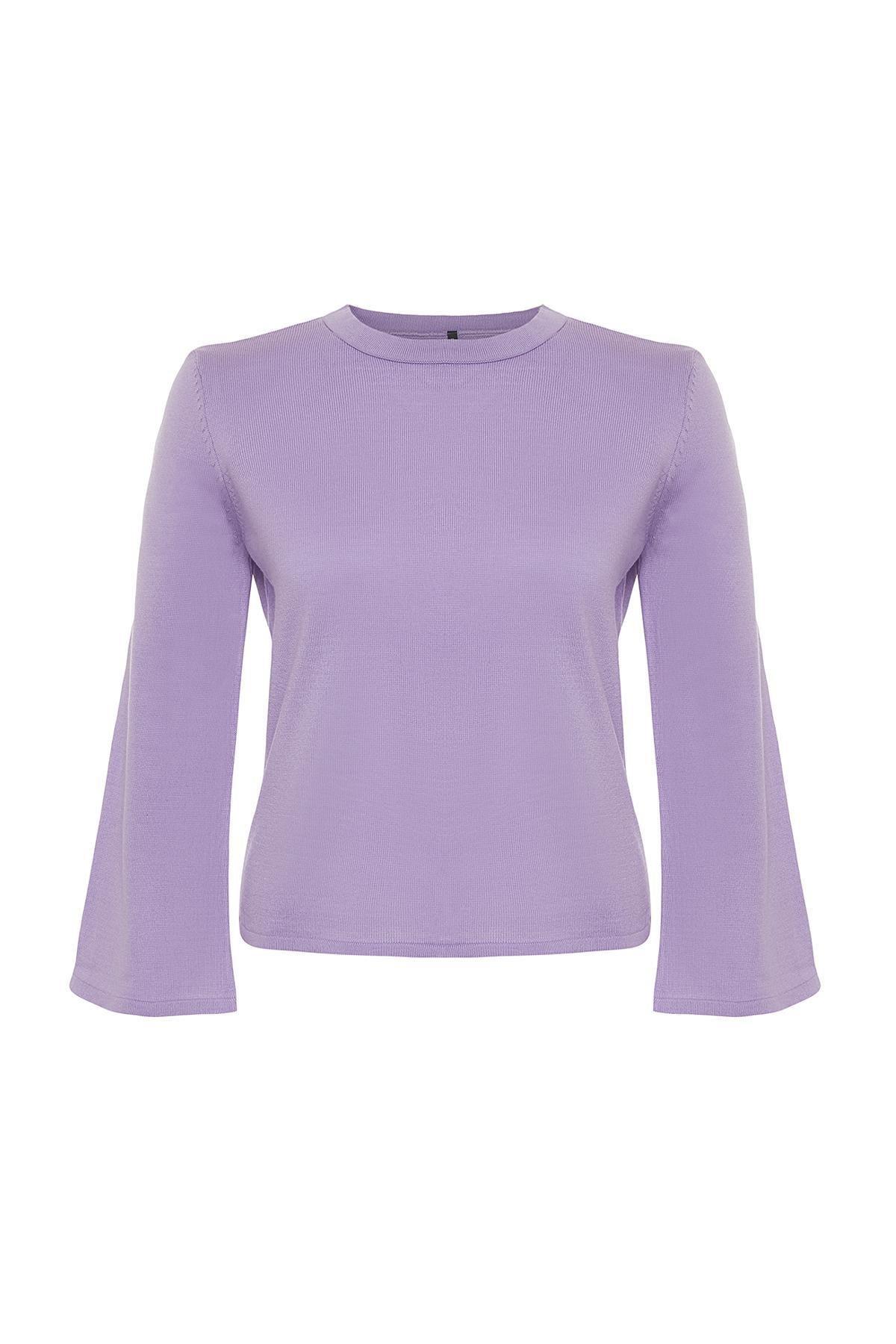 Purple Spanish Sleeve Knitted Sweater, , large image number 5