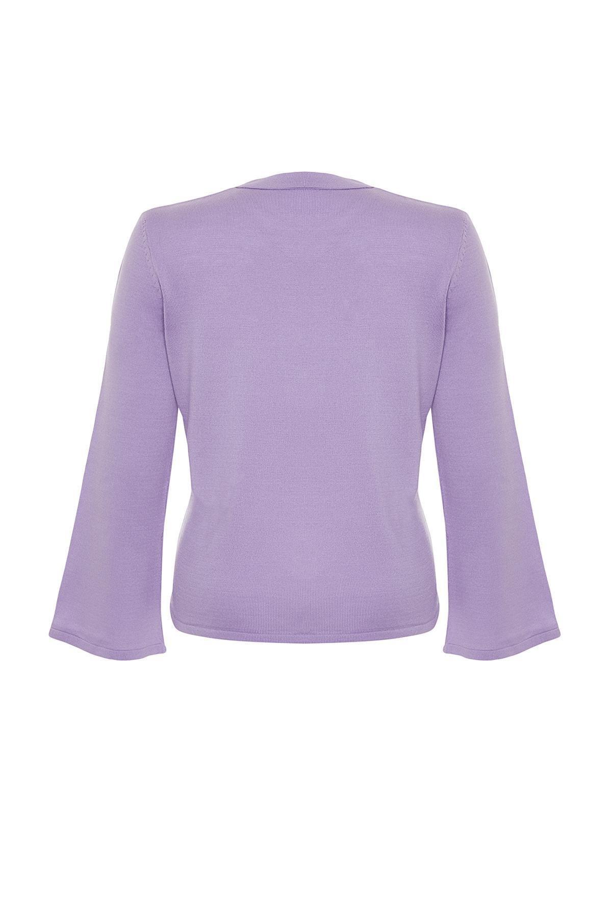 Purple Spanish Sleeve Knitted Sweater, , large image number 6