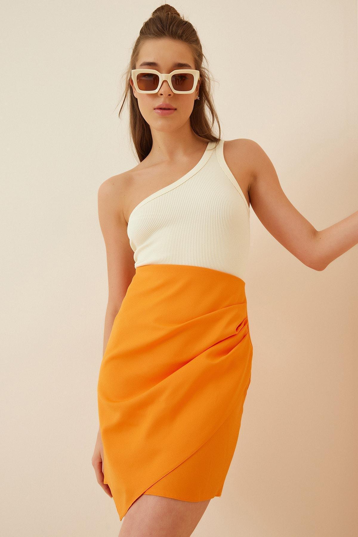 Orange Wrap Over Mini Skirt, , large image number 2