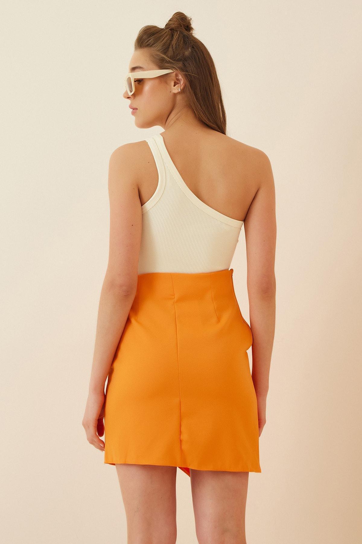 Orange Wrap Over Mini Skirt, , large image number 3