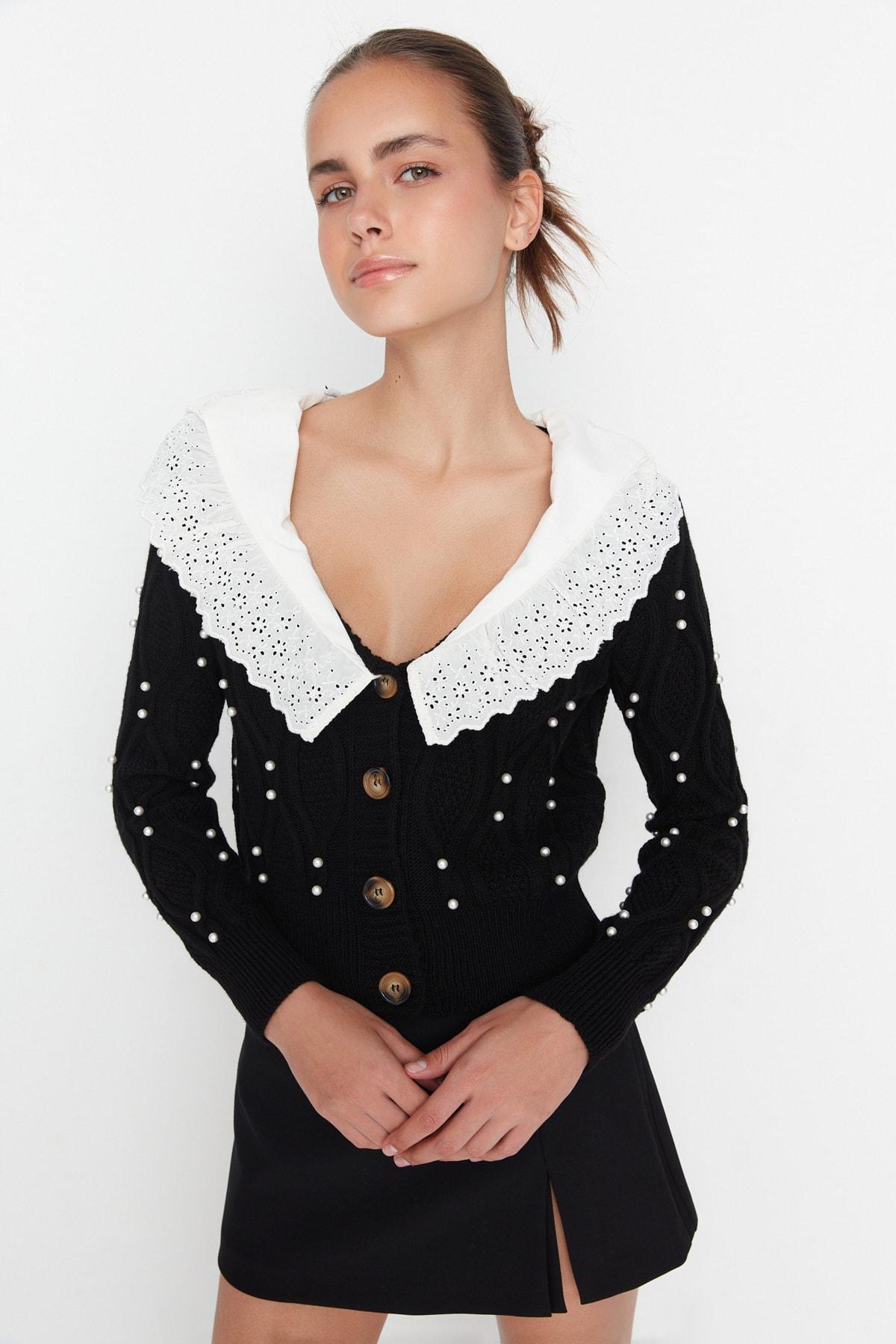 Black Polo Neck Cardigan, , large image number 0
