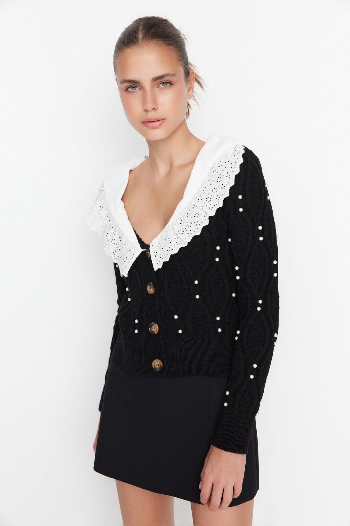Black Polo Neck Cardigan, , large image number 1