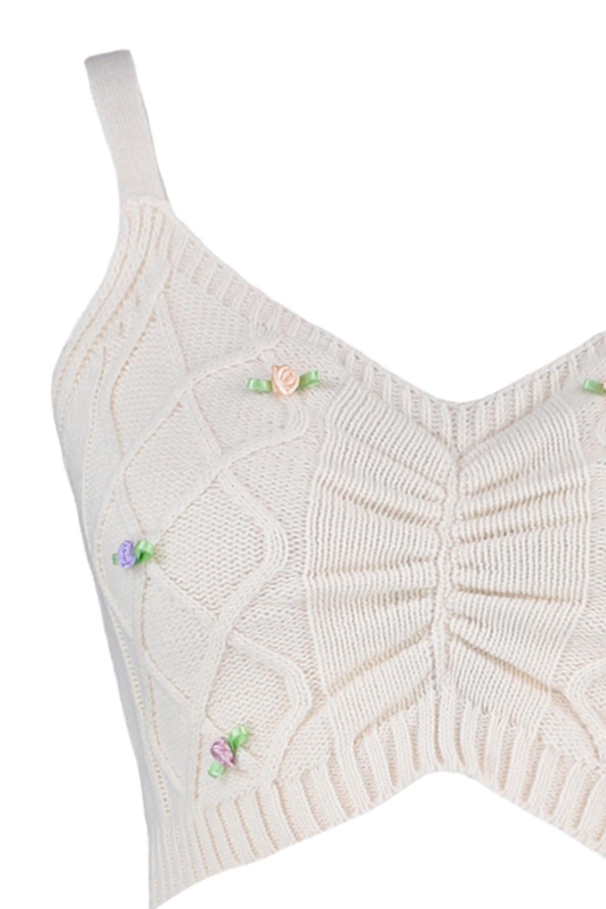 Beige V-Neck Cardigan, , large image number 6