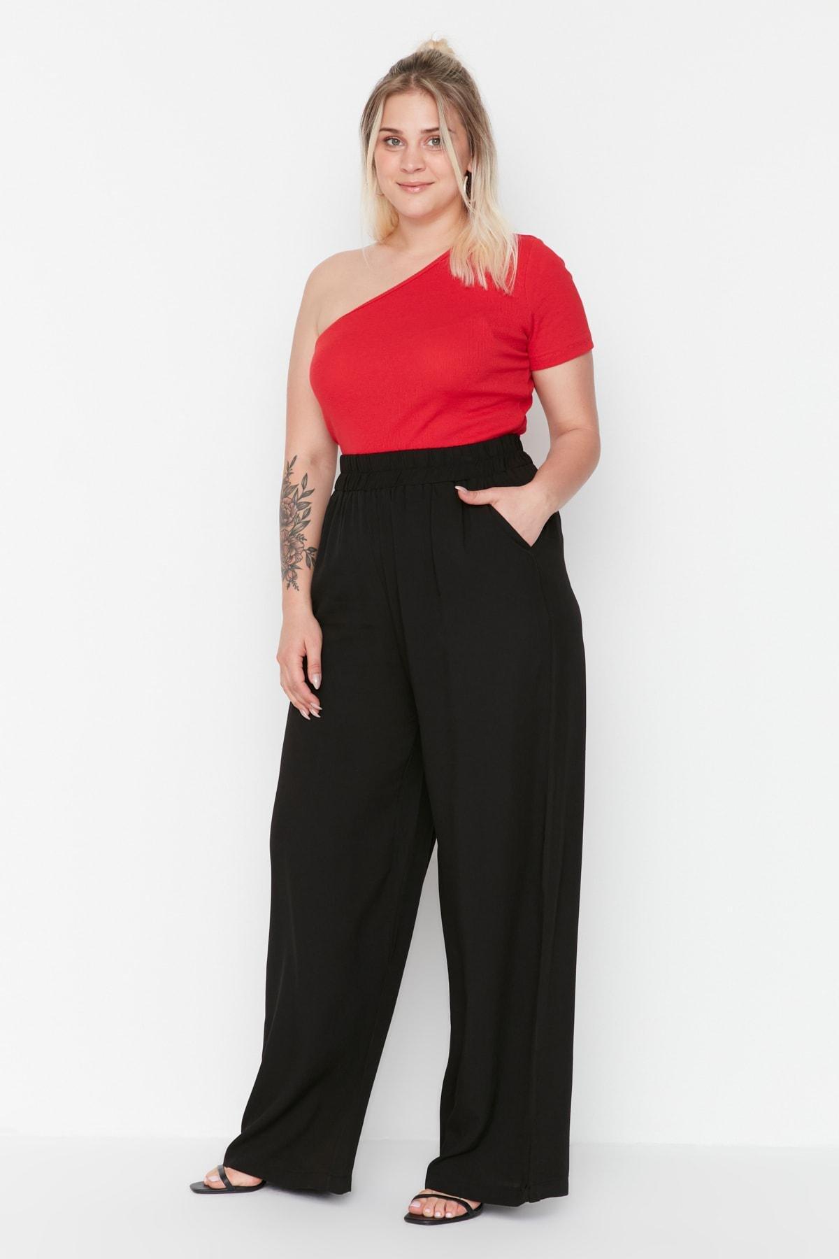 Black Loose Plus Size Pants, , large image number 0