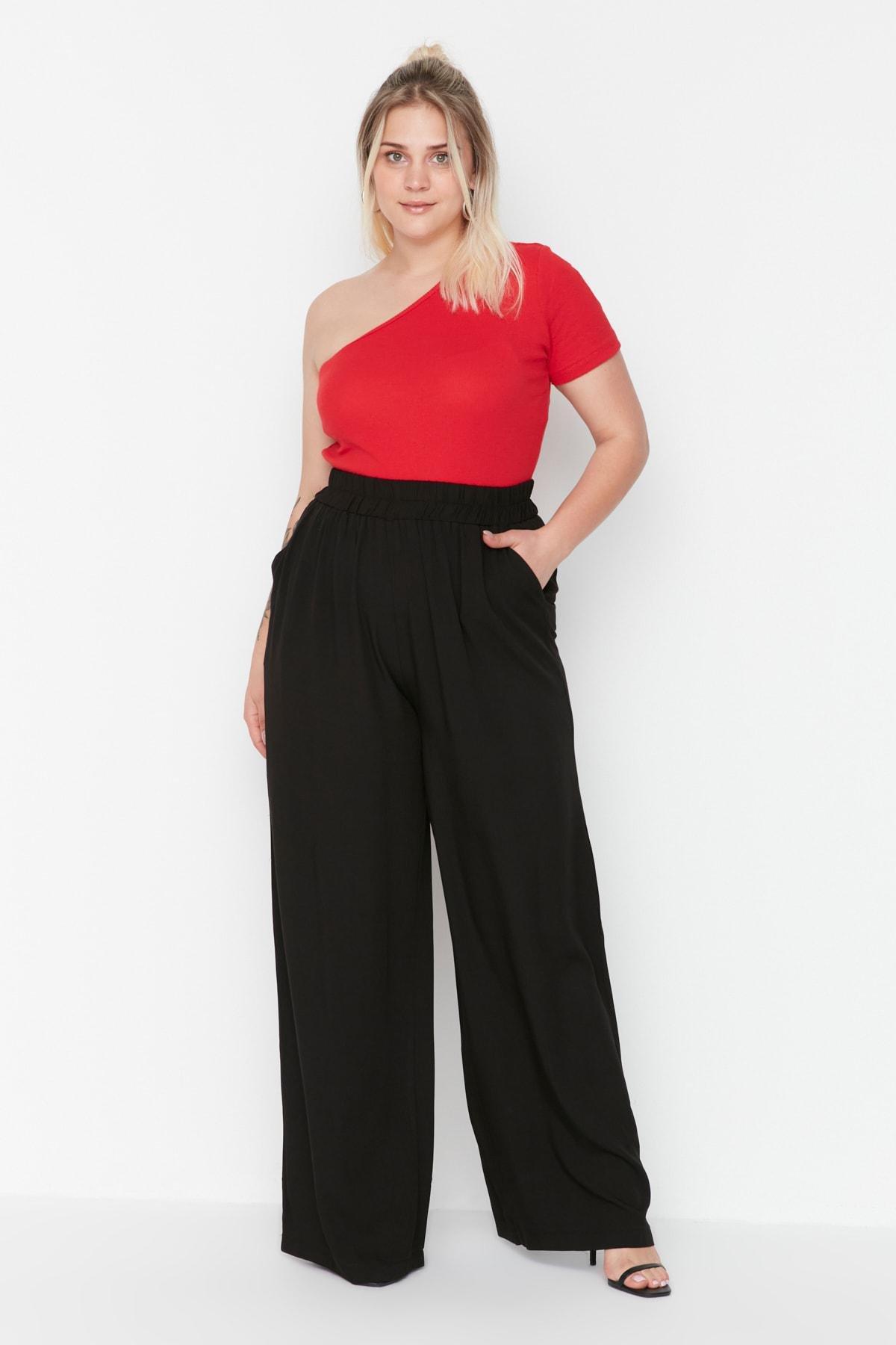 Black Loose Plus Size Pants, , large image number 3