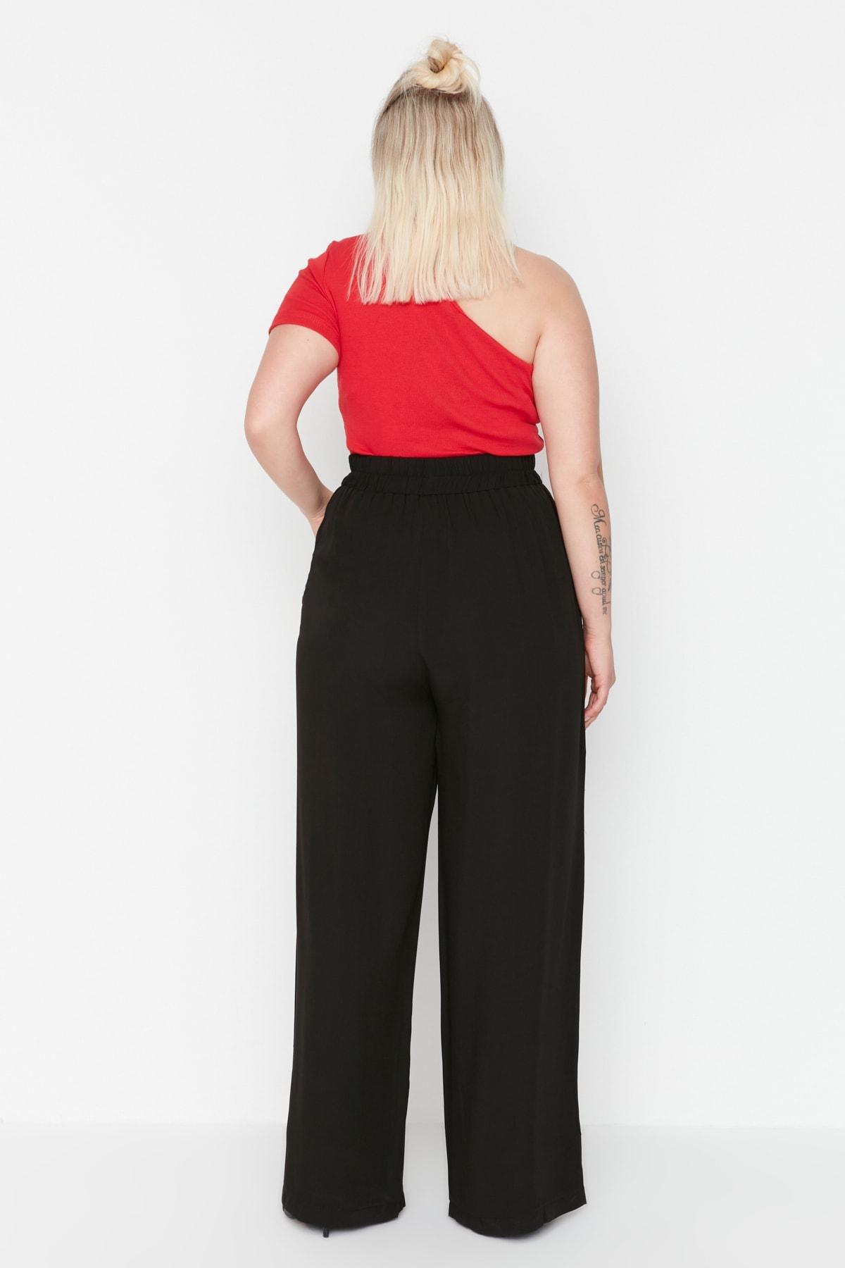 Black Loose Plus Size Pants, , large image number 4