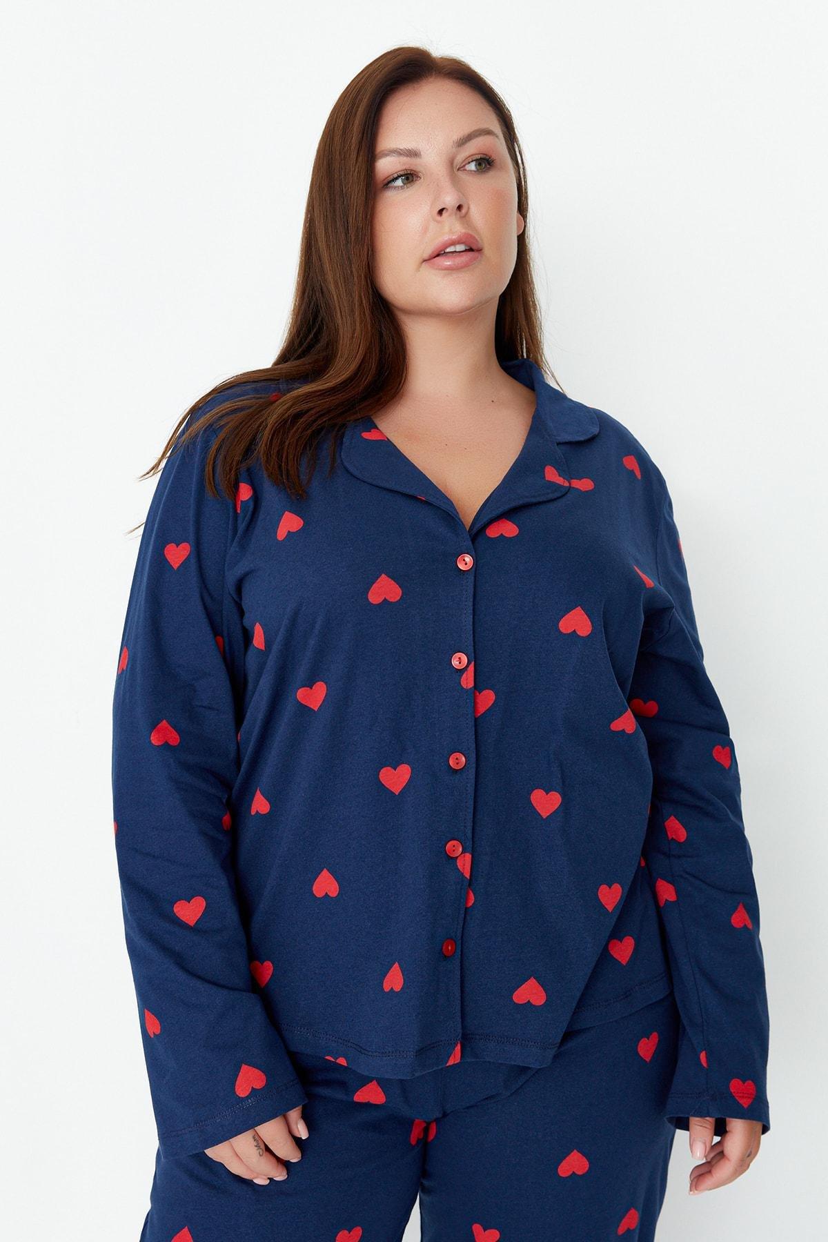 Navy Heart Plus Size Pajama Set, , large image number 2