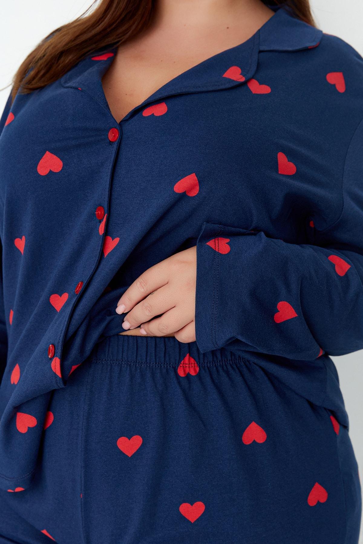 Navy Heart Plus Size Pajama Set, , large image number 3