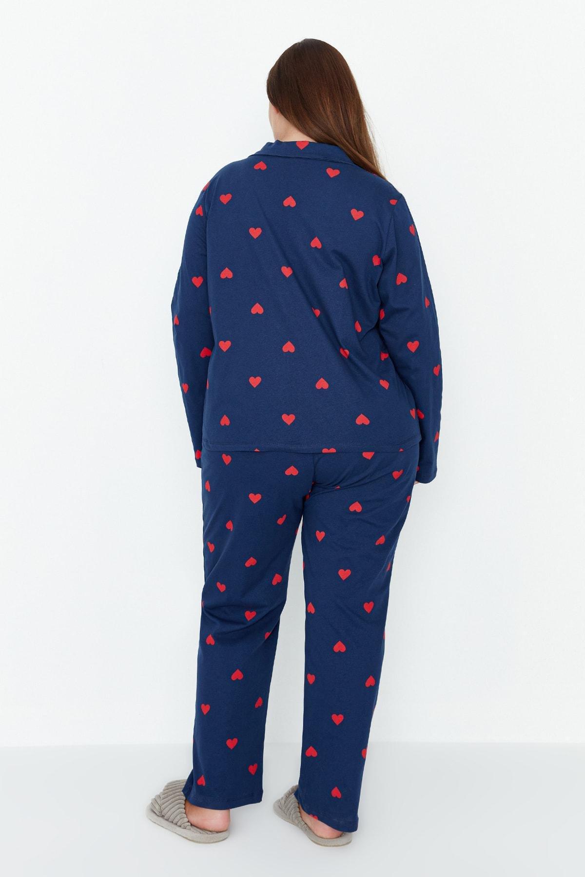 Navy Heart Plus Size Pajama Set, , large image number 4