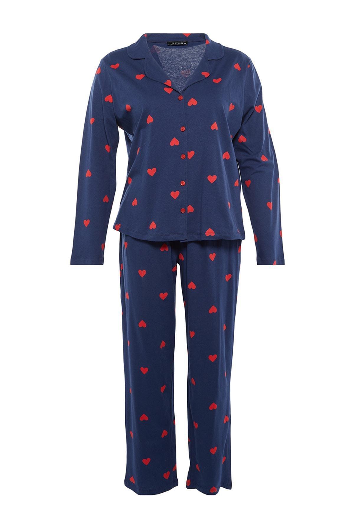 Navy Heart Plus Size Pajama Set, , large image number 5