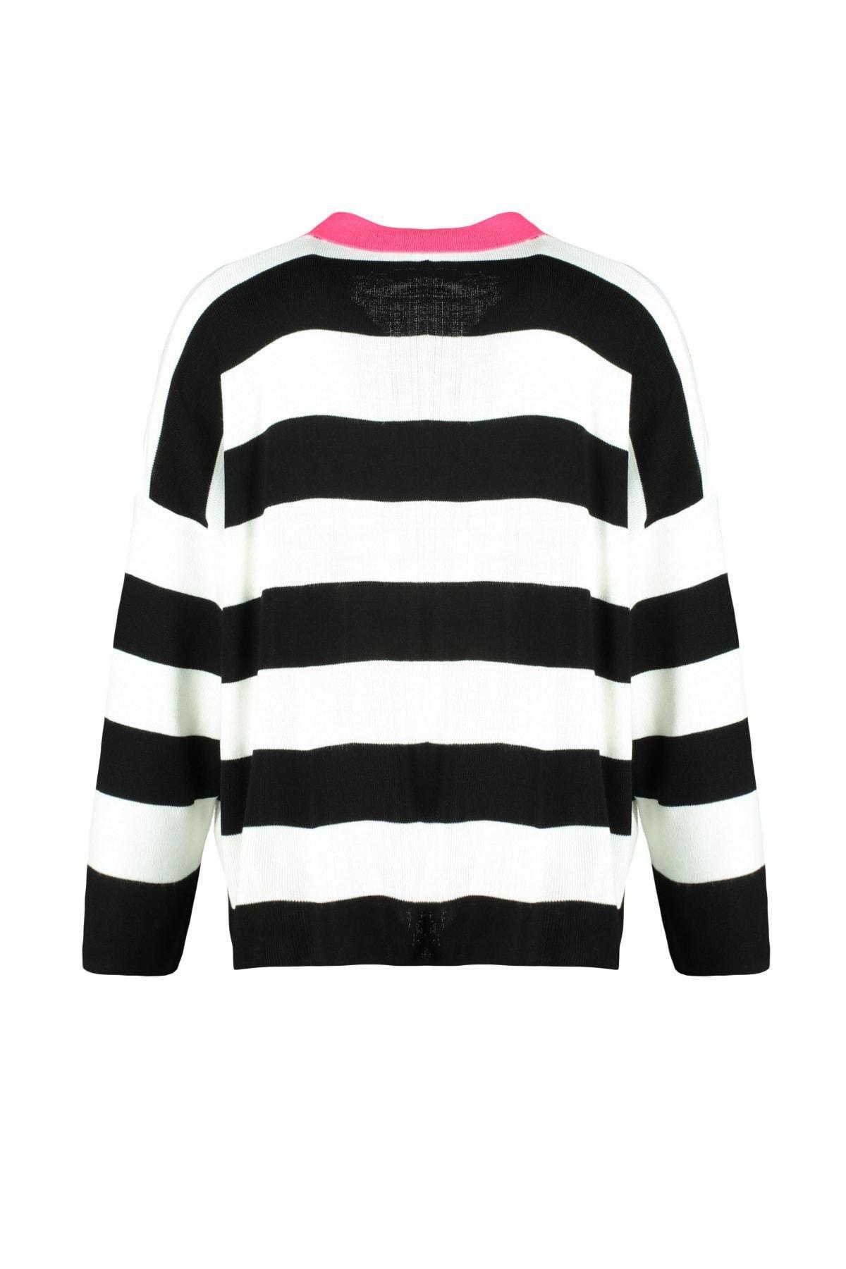 Pink Relaxed Striped Plus Size Sweater, , large image number 6